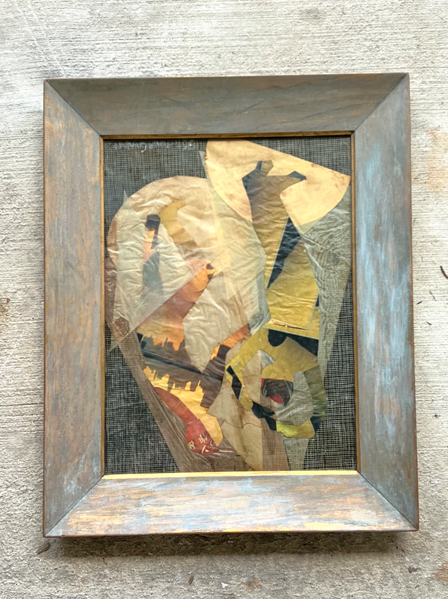 Framed Abstract Mixed Media Figurative Collage - Detail view
