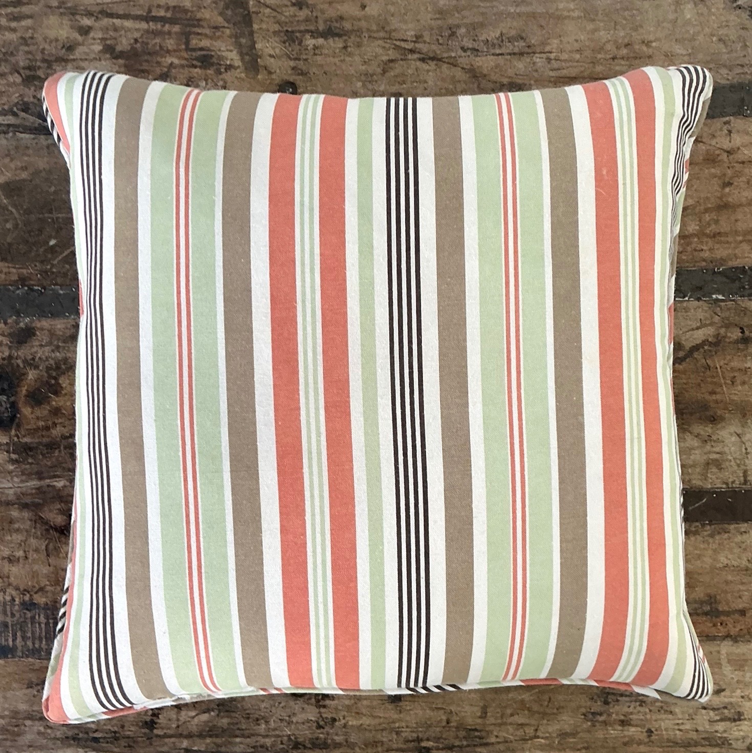 Vintage Tilton Fenwick For Duralee Striped Cotton Throw Pillow - Top view