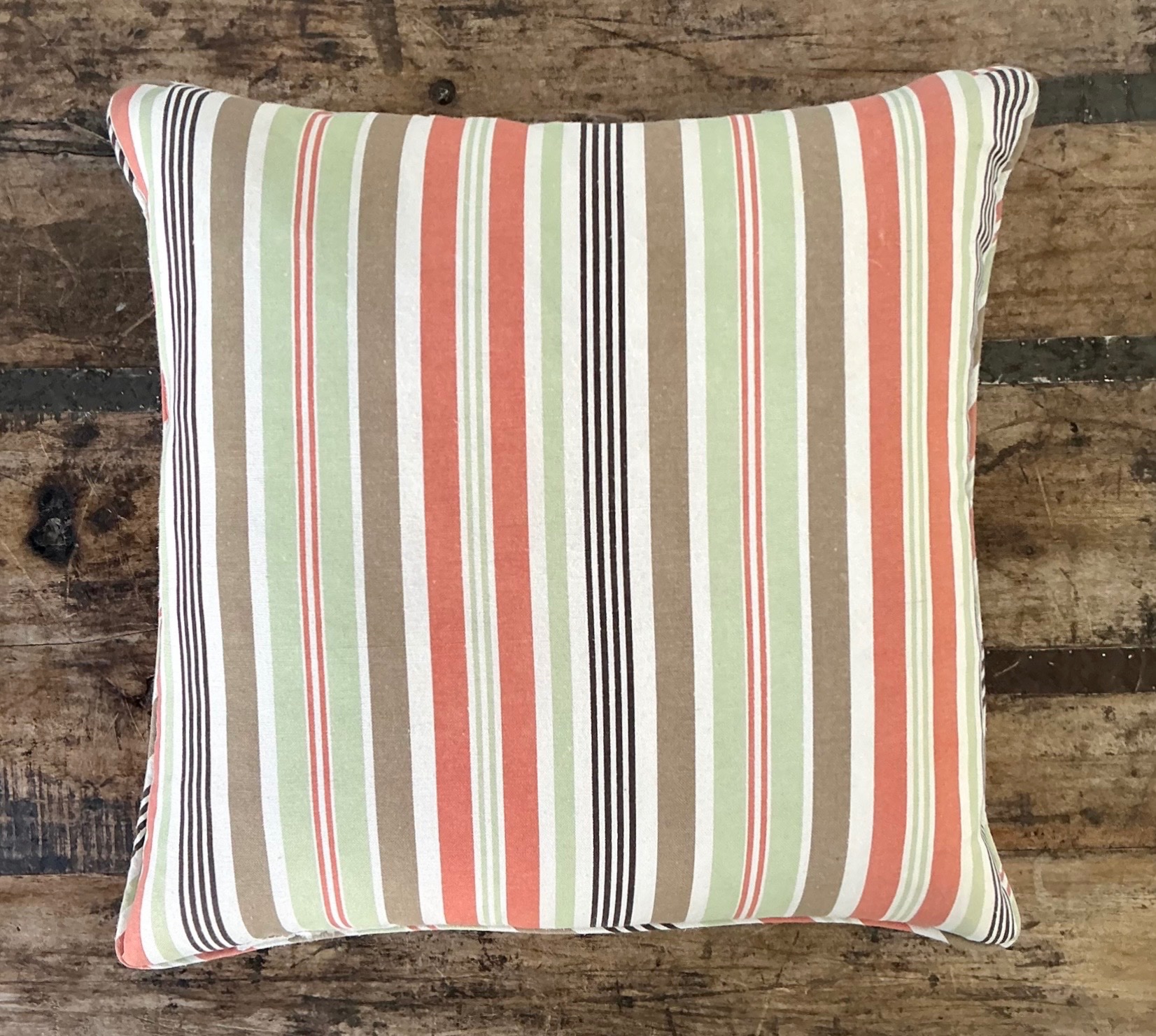 Vintage Tilton Fenwick For Duralee Striped Cotton Throw Pillow - Detail view