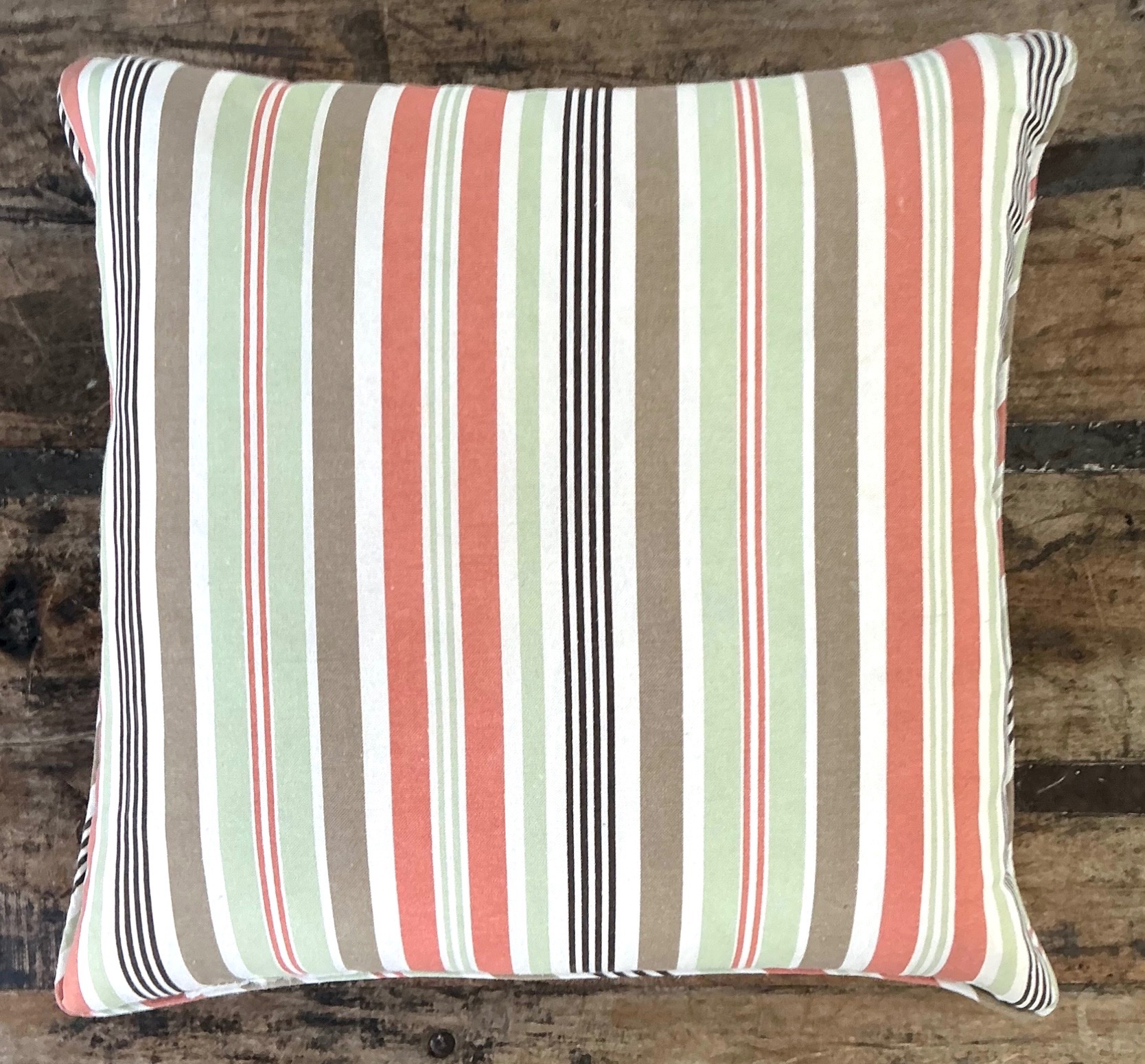 Vintage Tilton Fenwick For Duralee Striped Cotton Throw Pillow - Detail view
