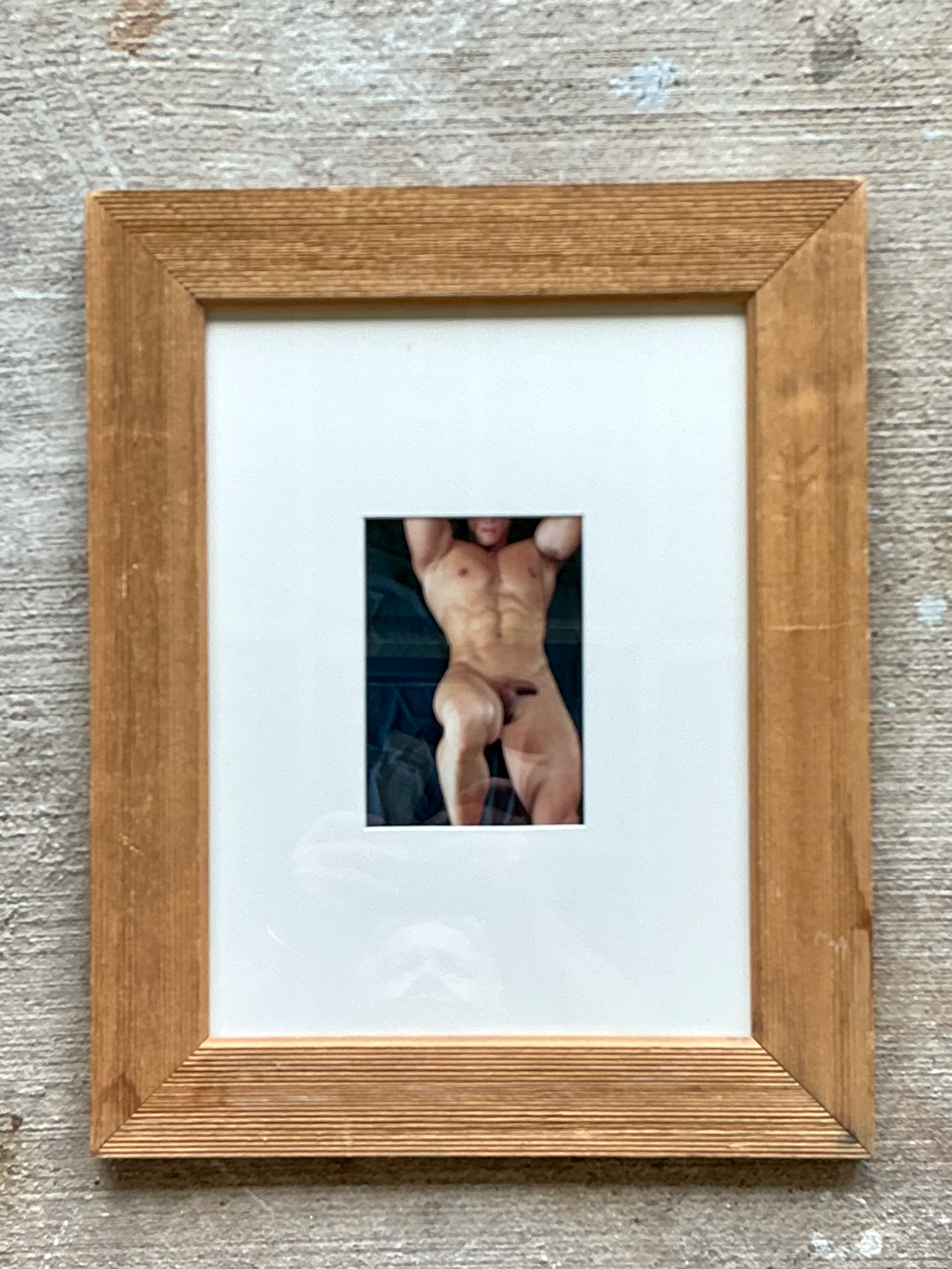 Vintage Framed Figurative Male Nude Photograph - Back view