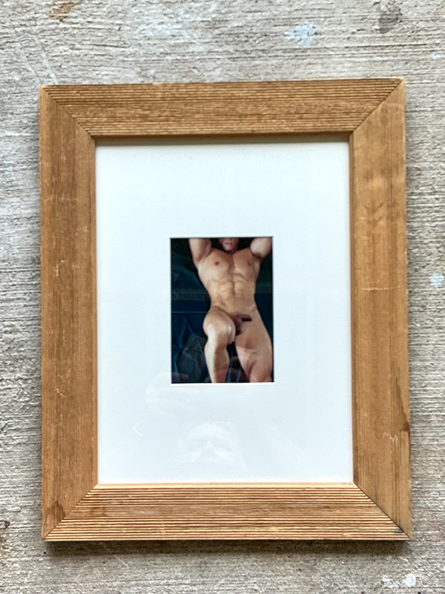 Vintage Framed Figurative Male Nude Photograph - Detail view