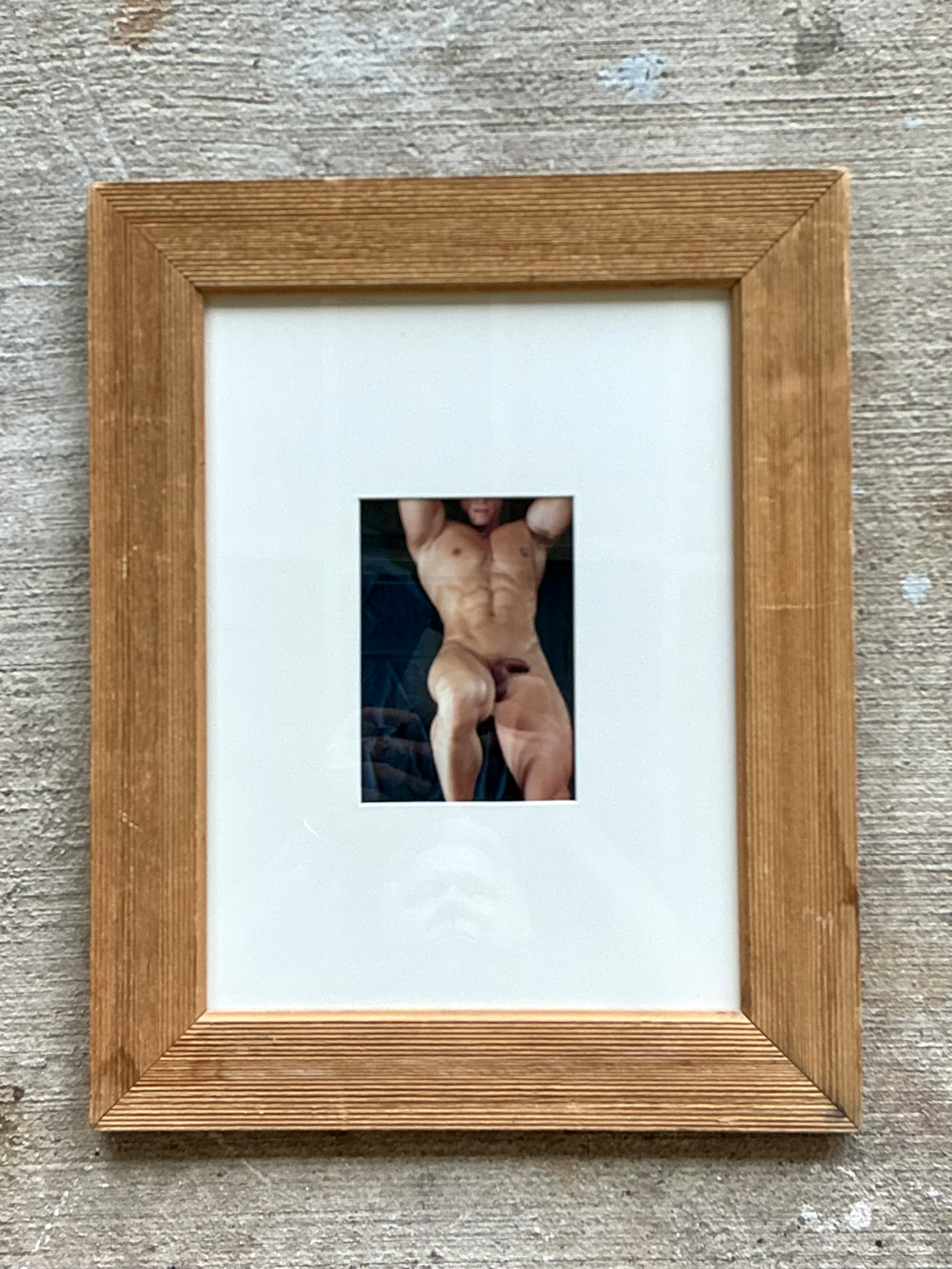 Vintage Framed Figurative Male Nude Photograph - Side view