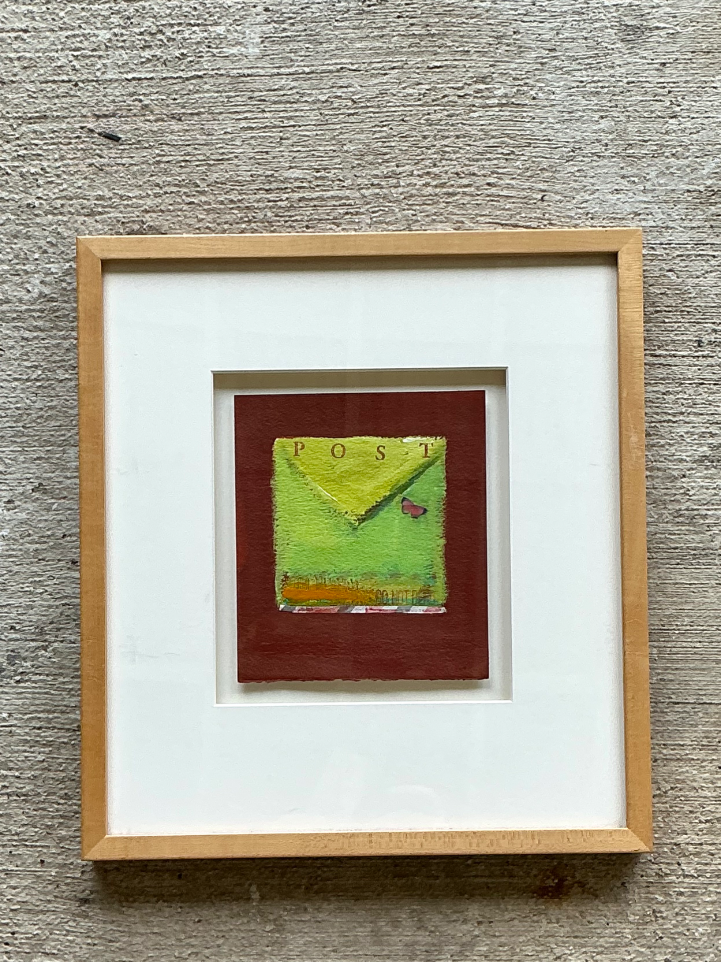 Framed Abstract Mixed Media Postal Design Art - Back view