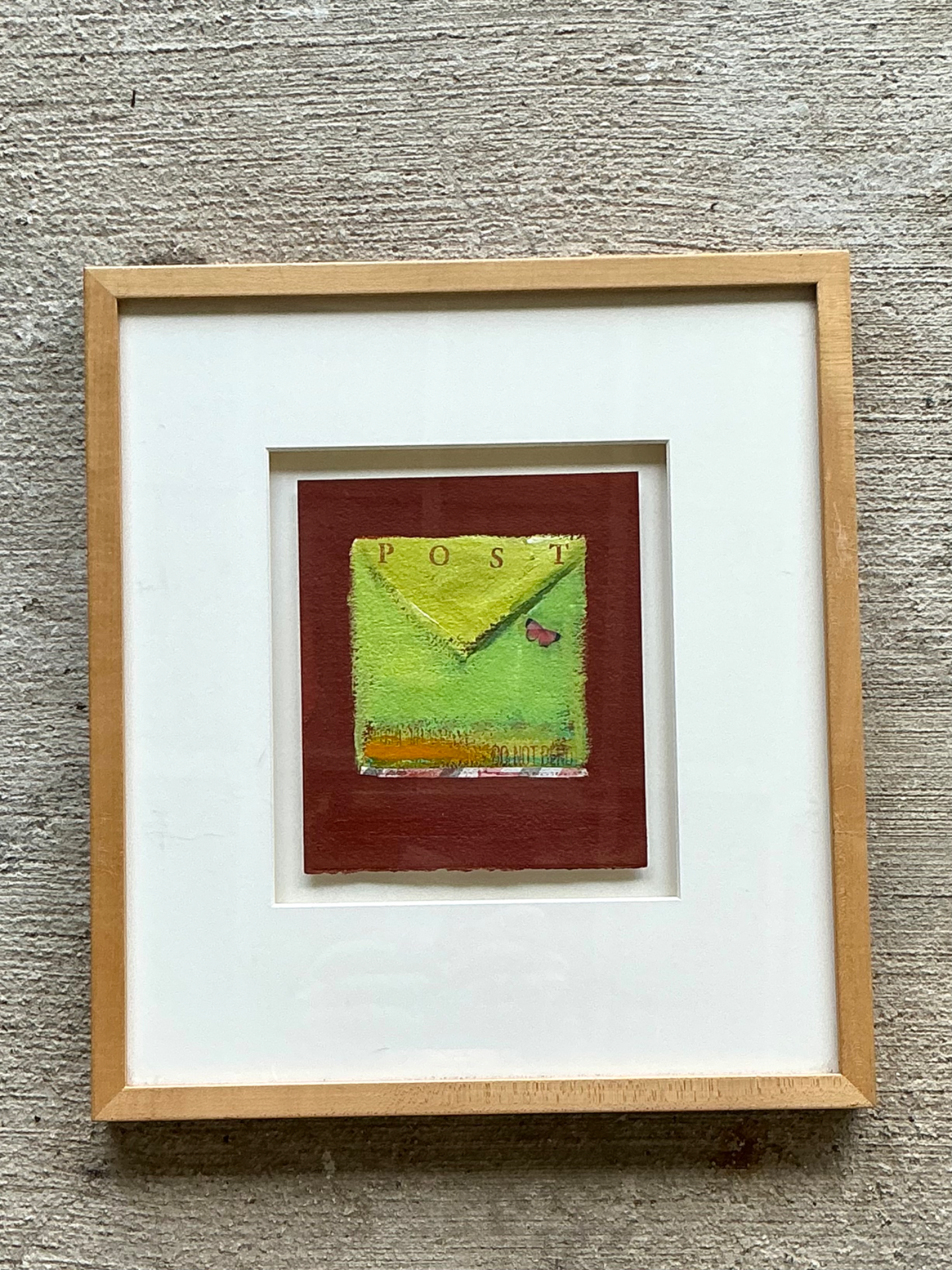 Framed Abstract Mixed Media Postal Design Art - Side view