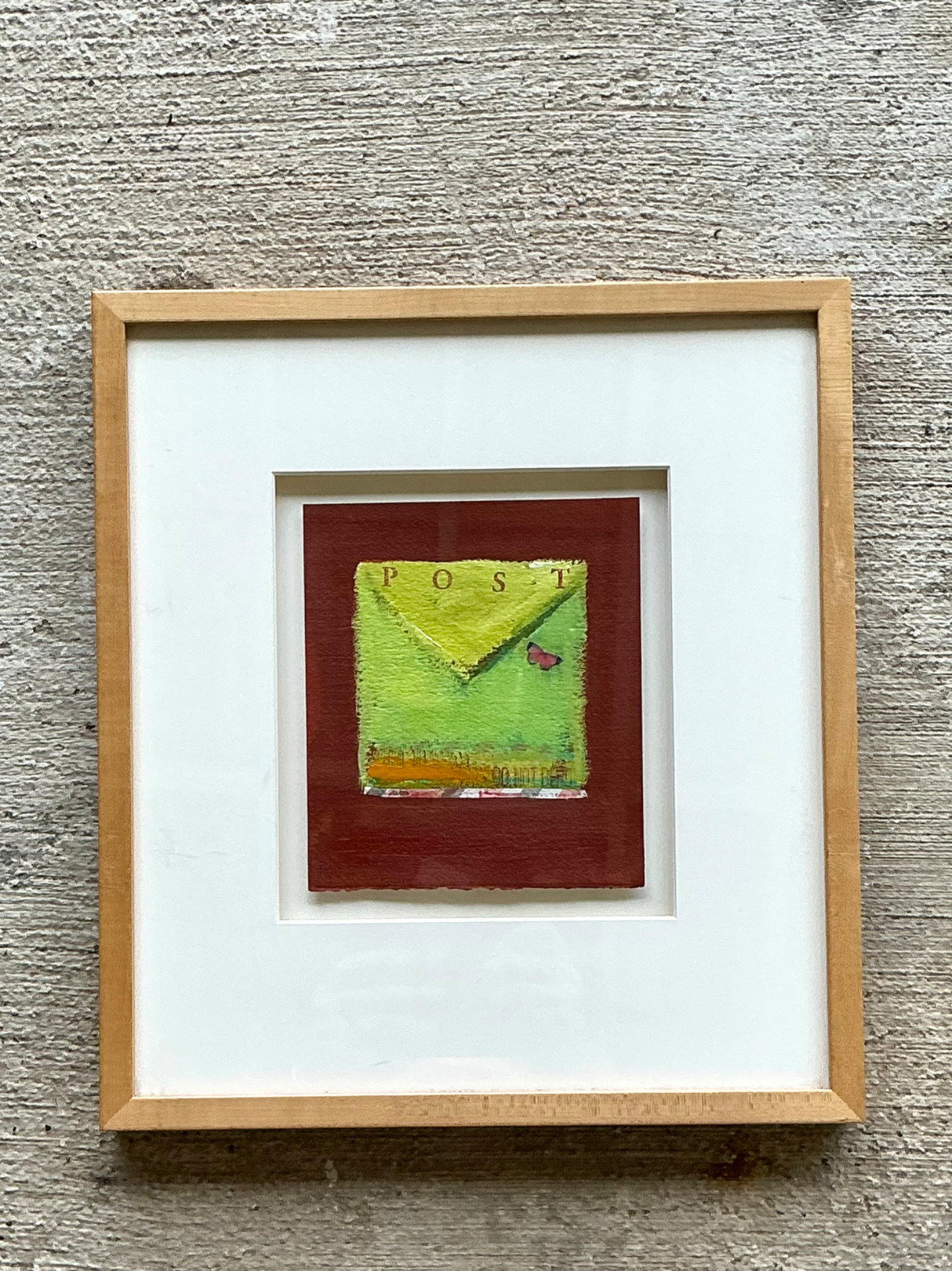 Framed Abstract Mixed Media Postal Design Art - Top view