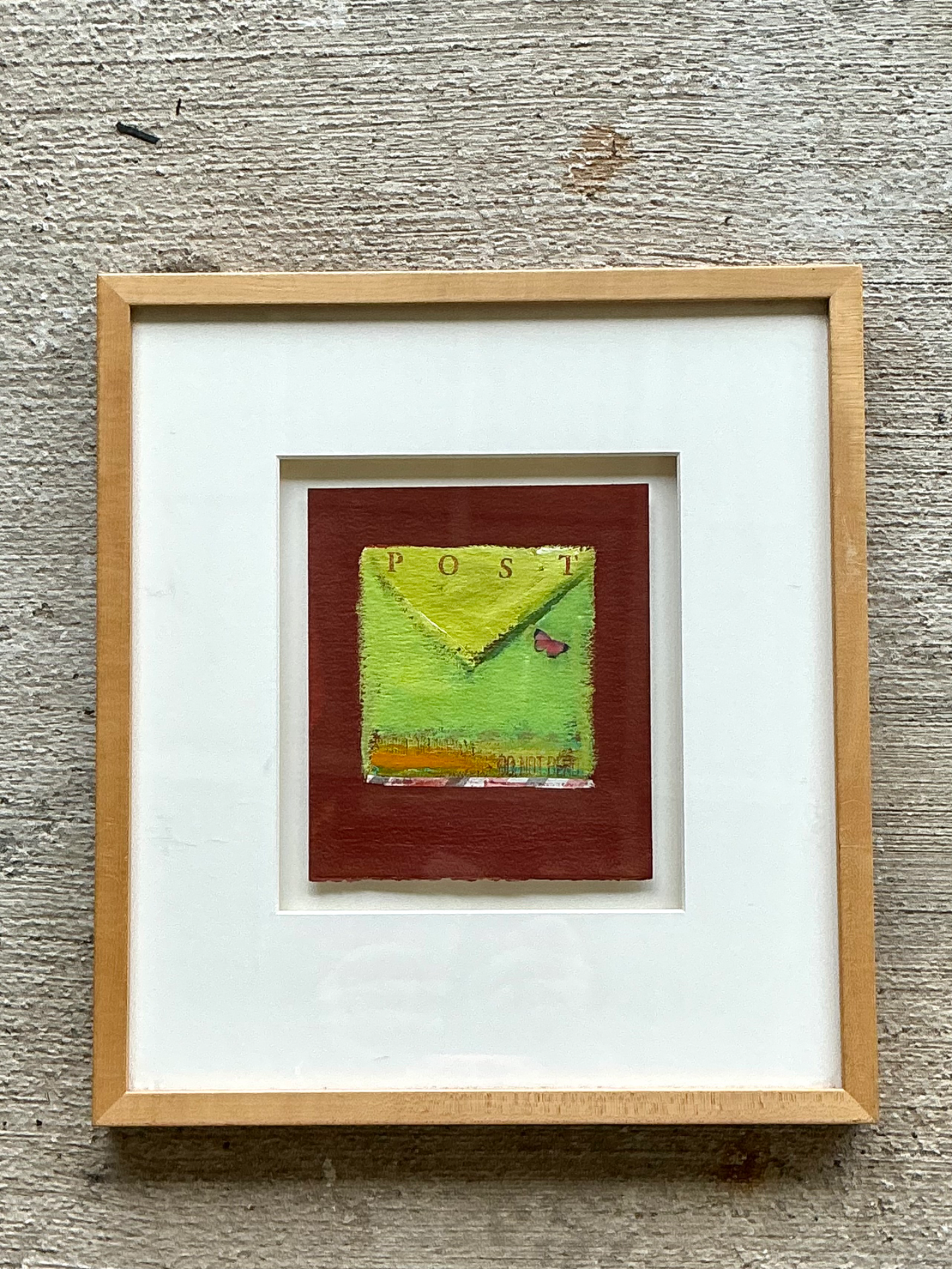 Framed Abstract Mixed Media Postal Design Art - Detail view