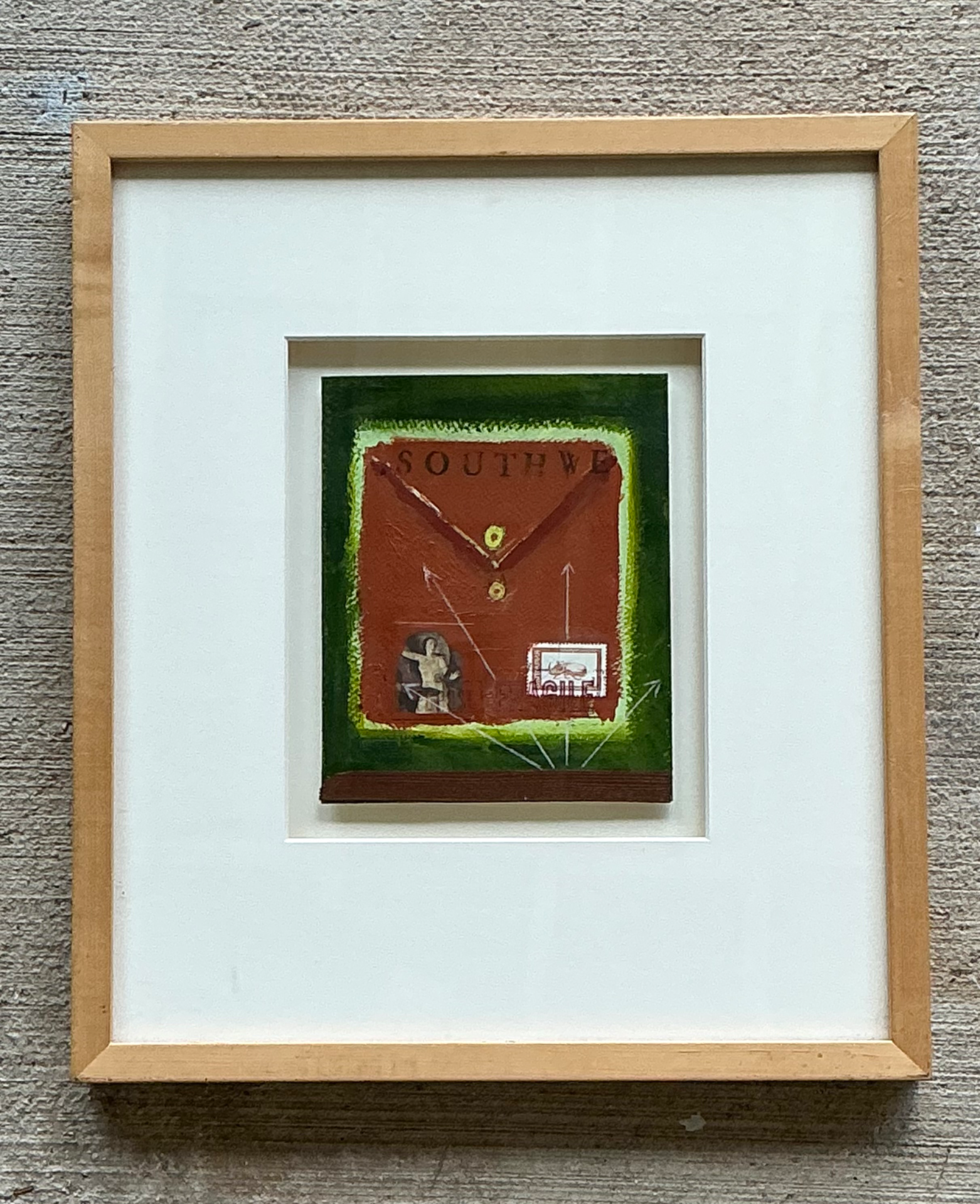 Framed Abstract Mixed Media Postal Design Art - Side view