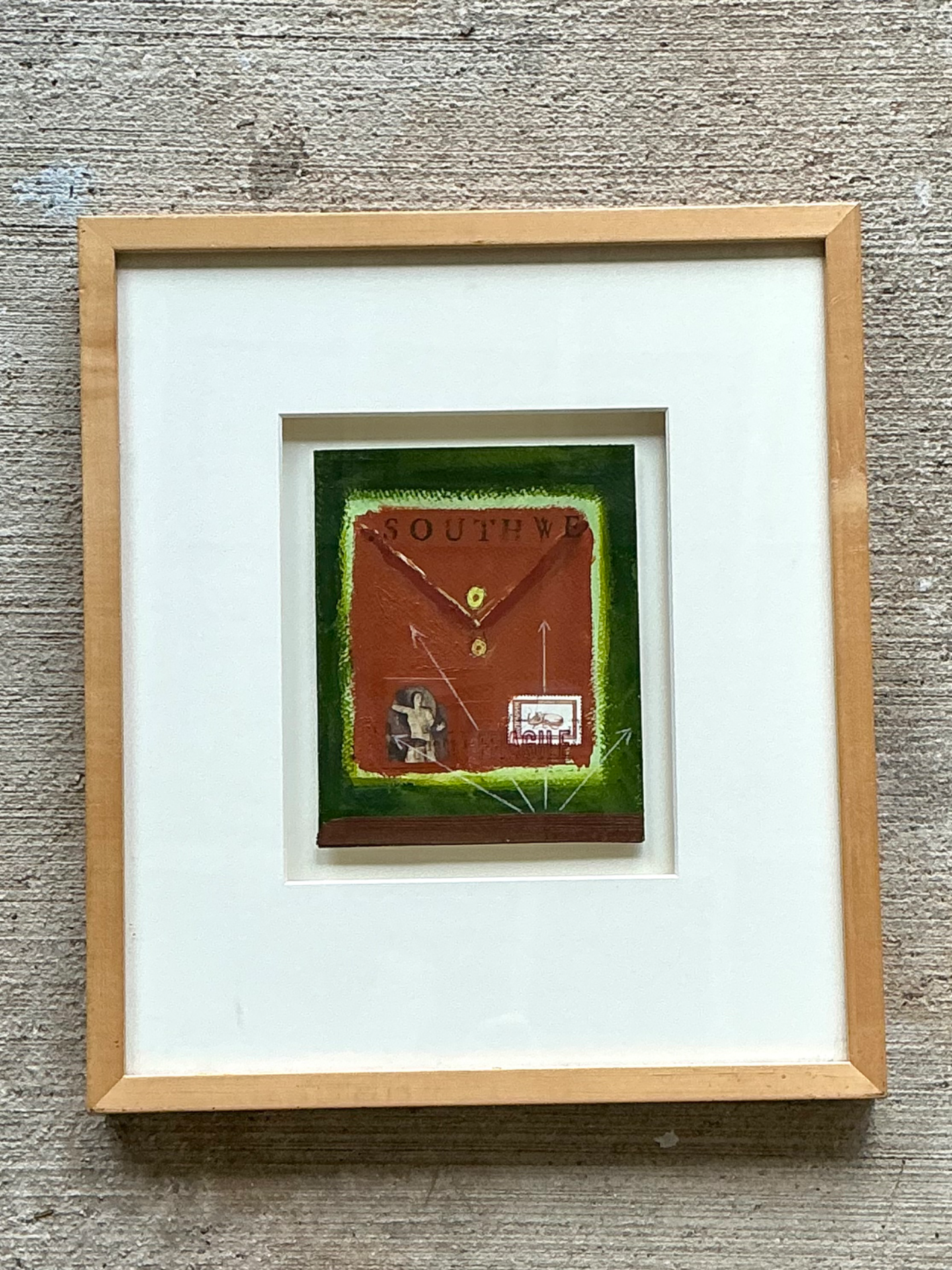 Framed Abstract Mixed Media Postal Design Art - Back view