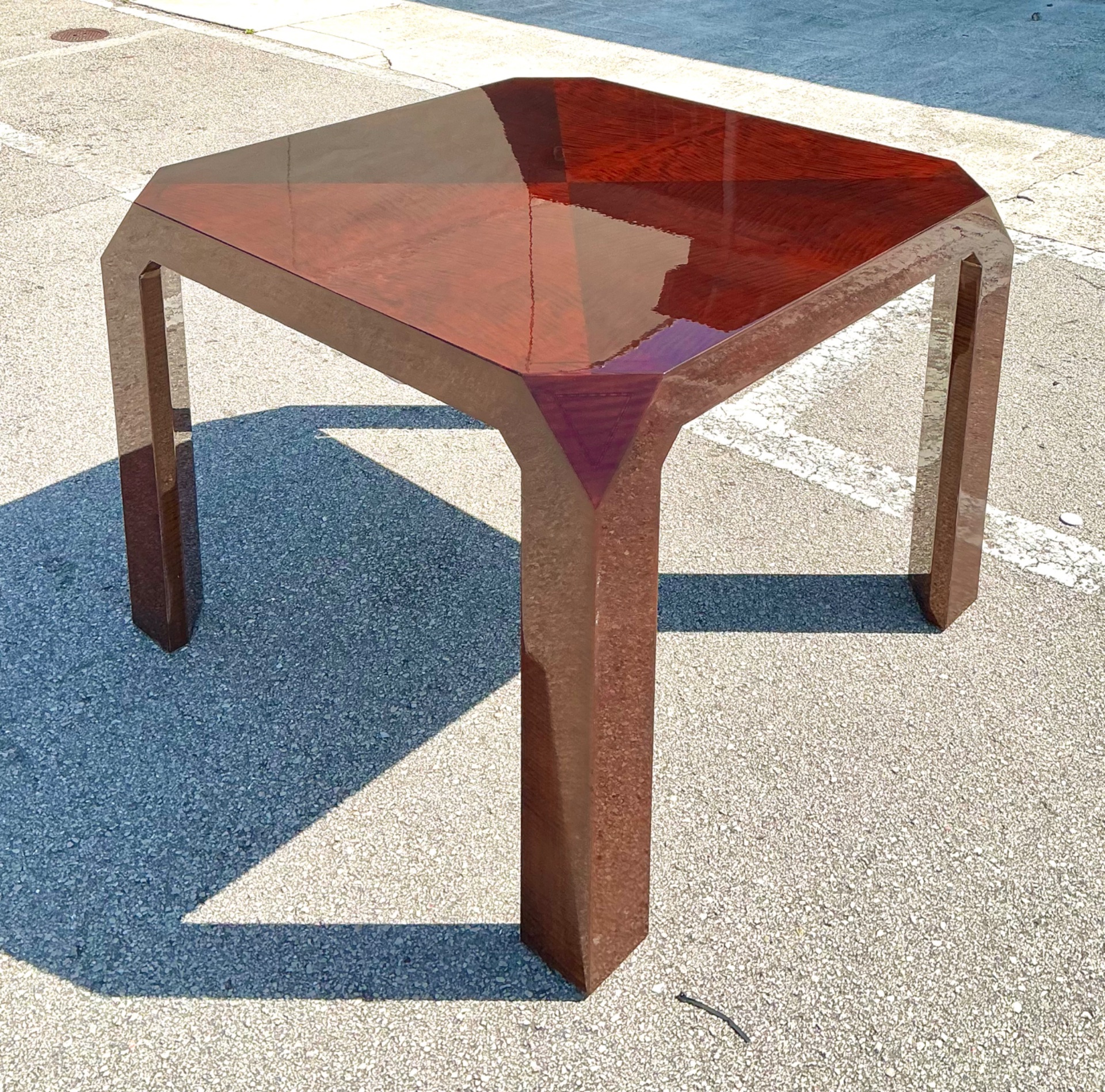 Vintage Lacquered Inlay Game Table - Back view