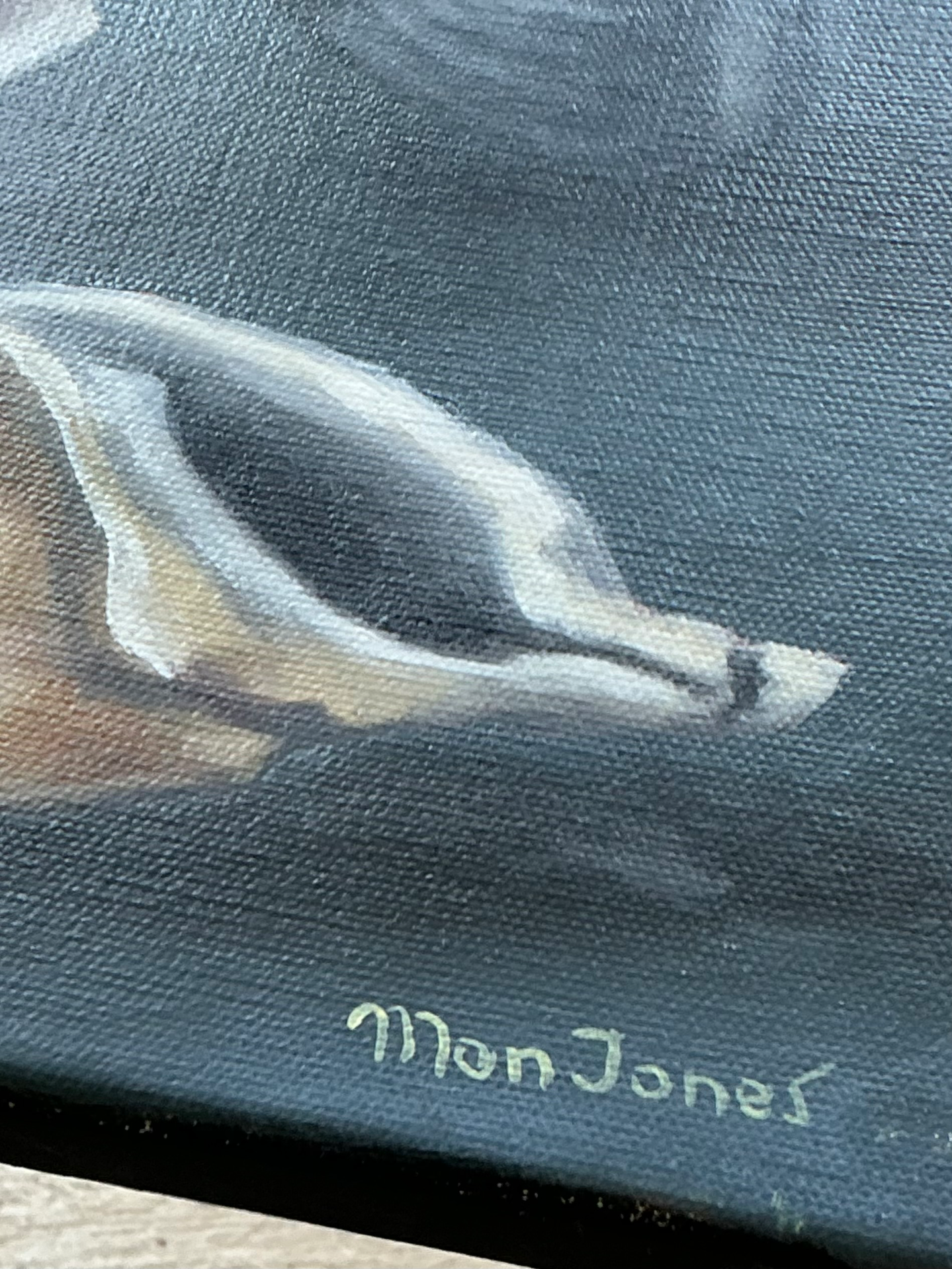 Vintage Mon Jones Shell Still Life Oil Painting - Side view