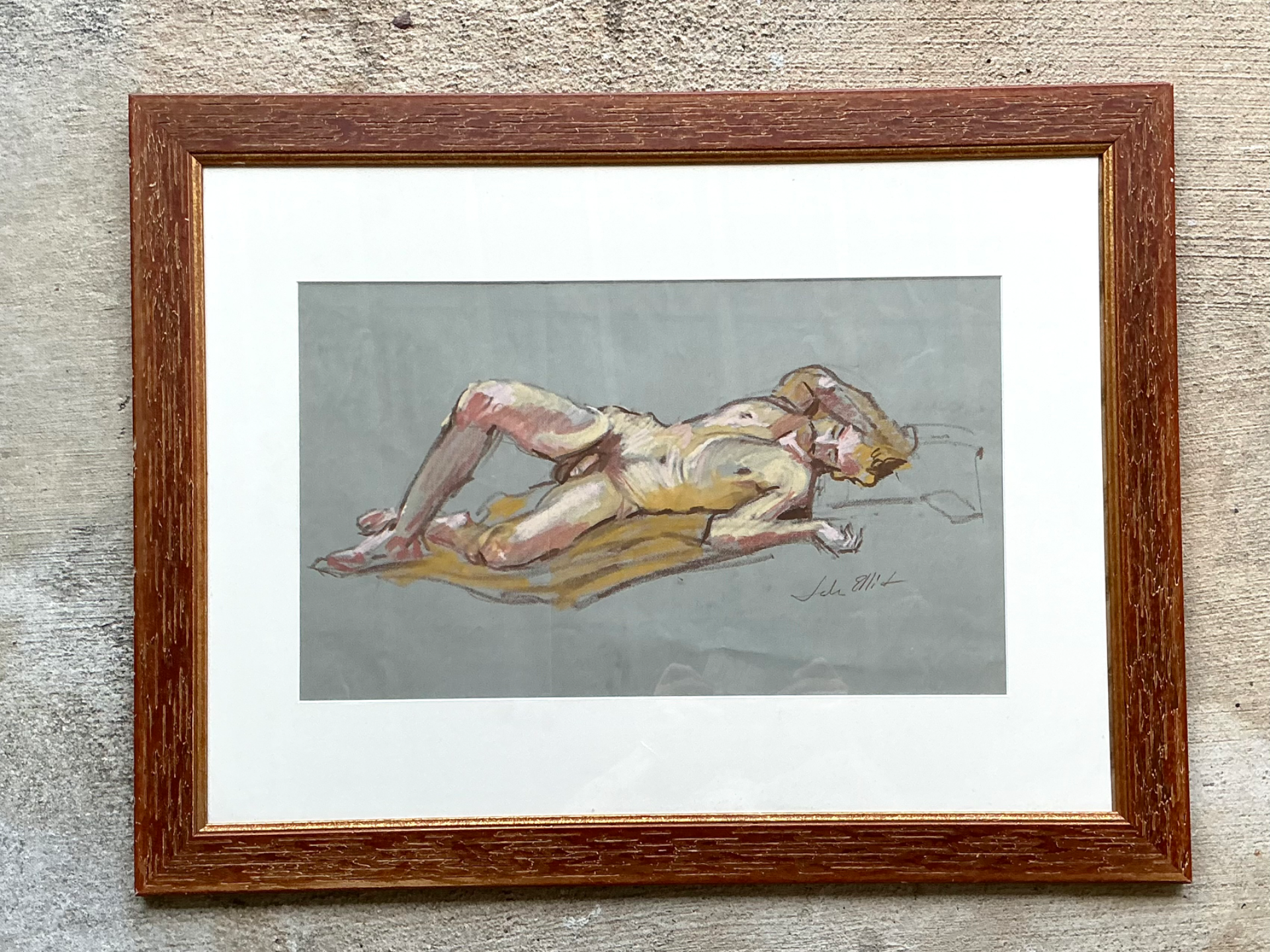 Vintage Figurative Male Nude Portrait - Top view