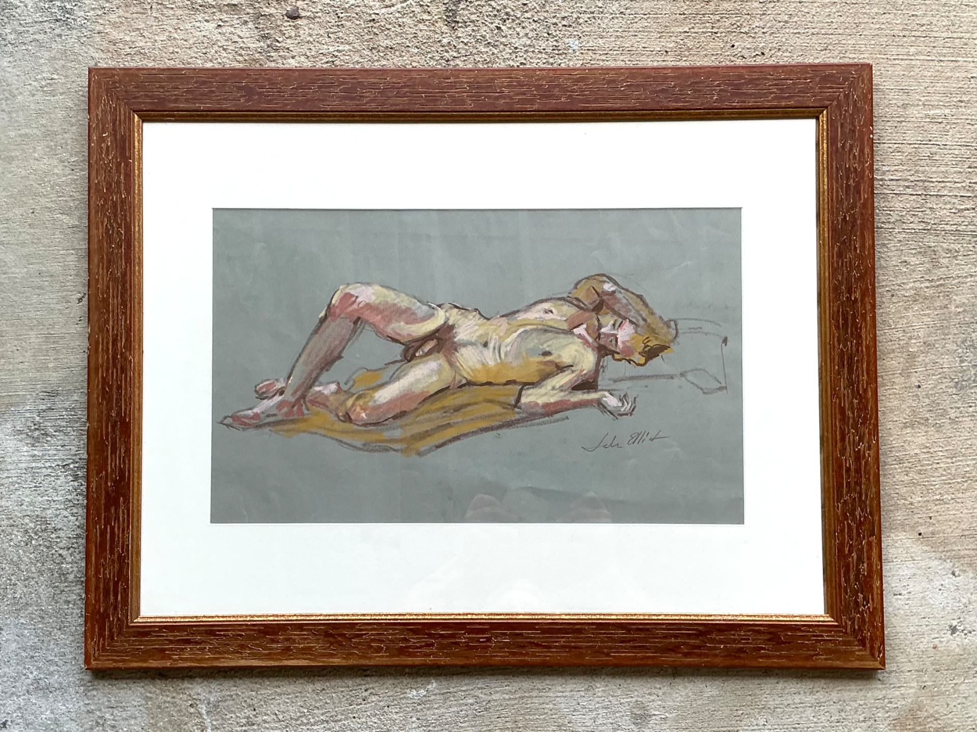 Vintage Figurative Male Nude Portrait - Side view