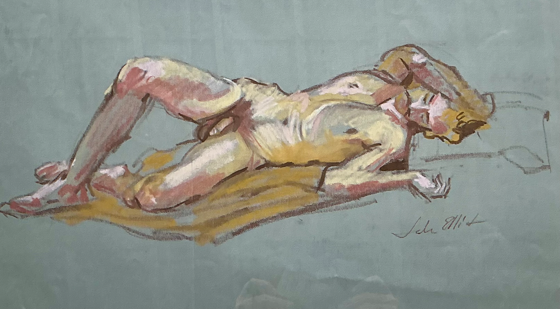 Vintage Figurative Male Nude Portrait - Back view