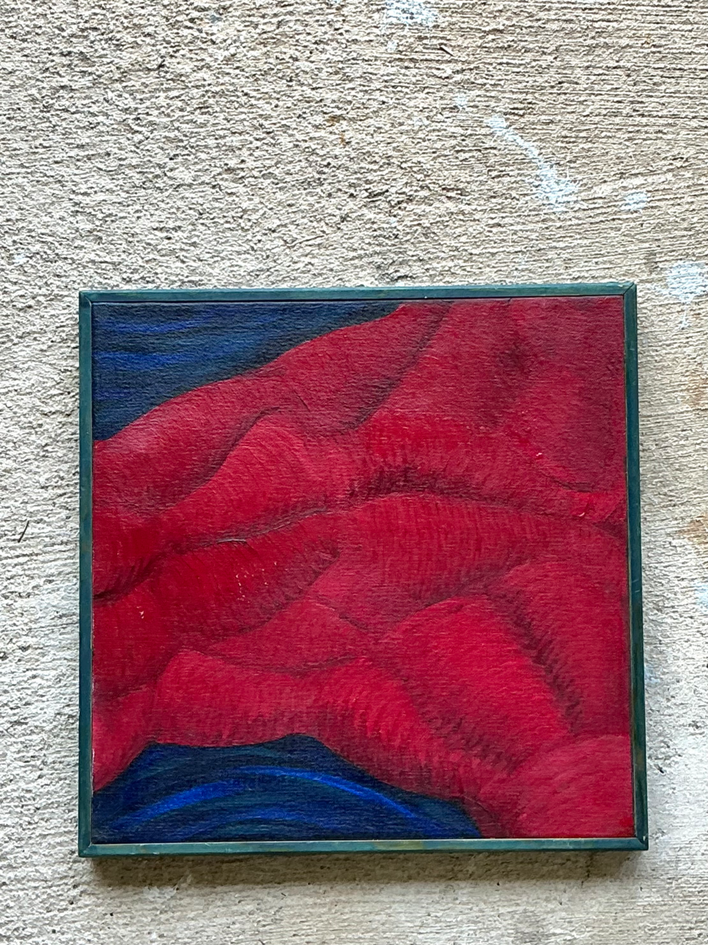 Vintage Framed Abstract Canvas Painting - Side view
