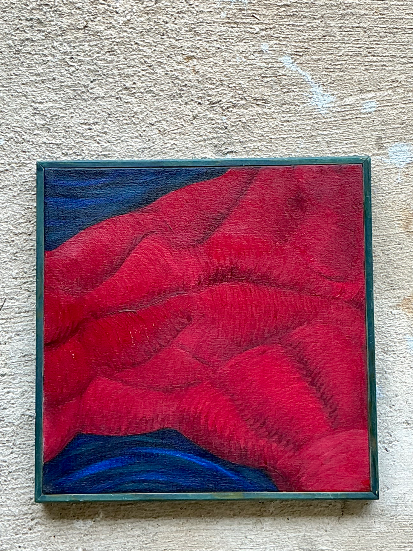 Vintage Framed Abstract Canvas Painting - Top view