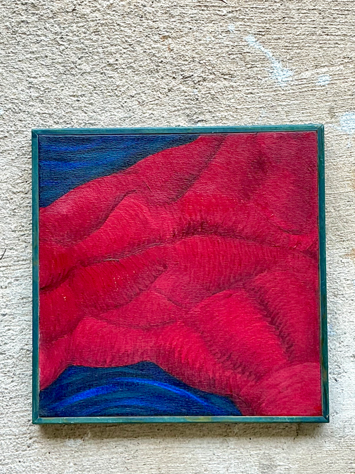 Vintage Framed Abstract Canvas Painting - Back view