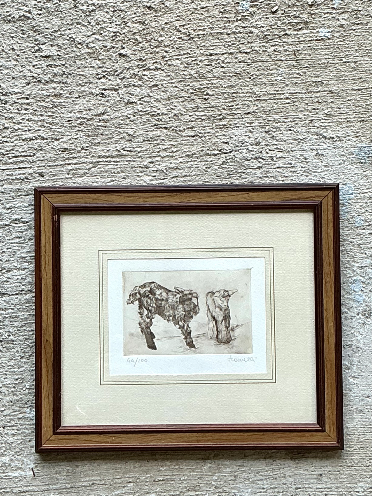 Framed Figurative Animal Etching - Back view