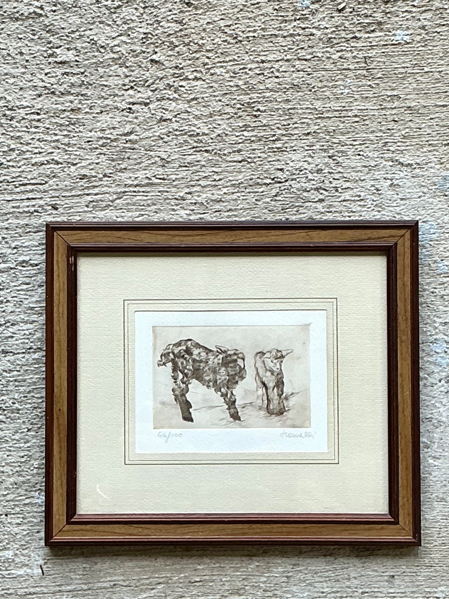 Framed Figurative Animal Etching - Detail view