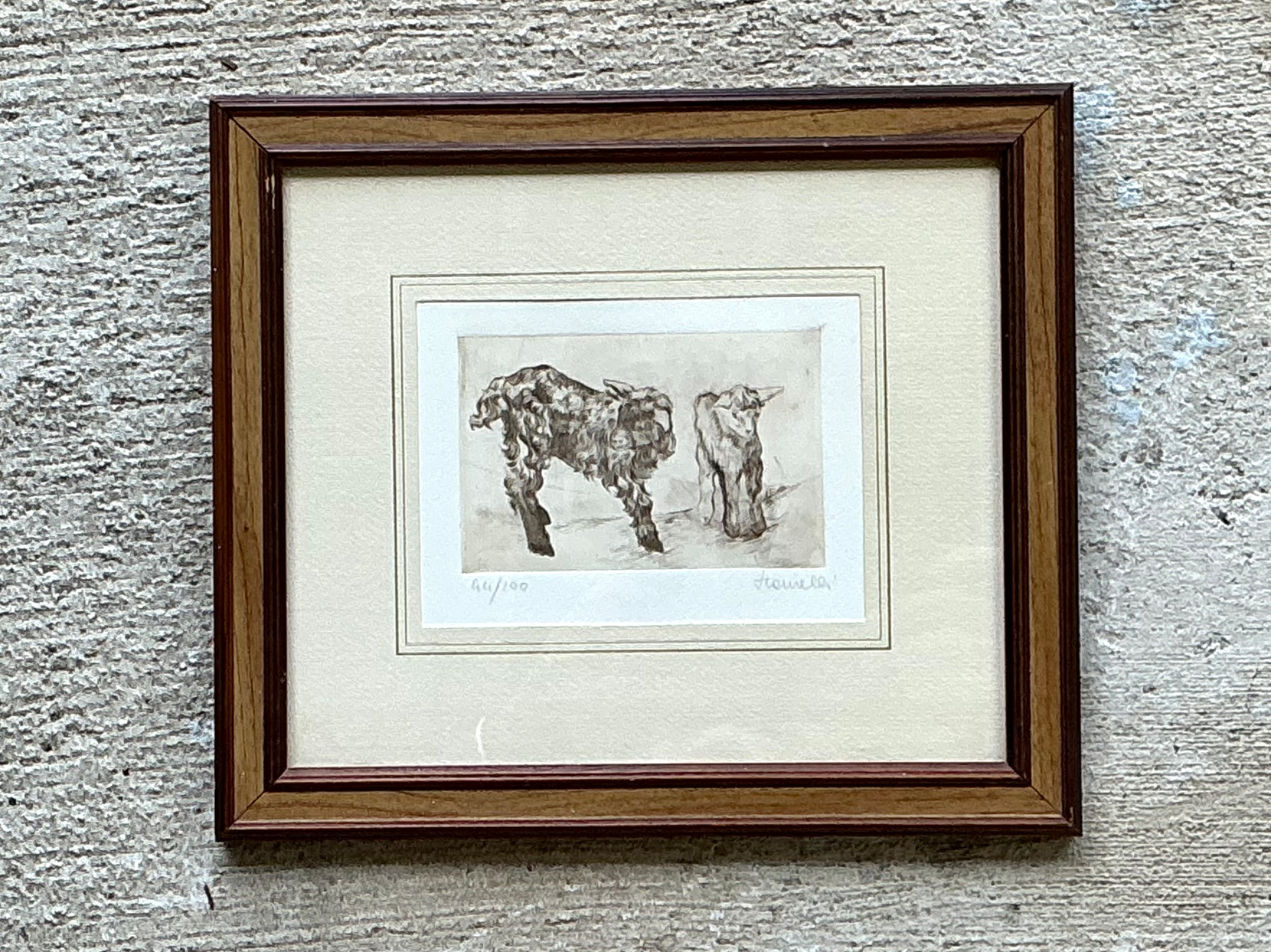 Framed Figurative Animal Etching - Side view