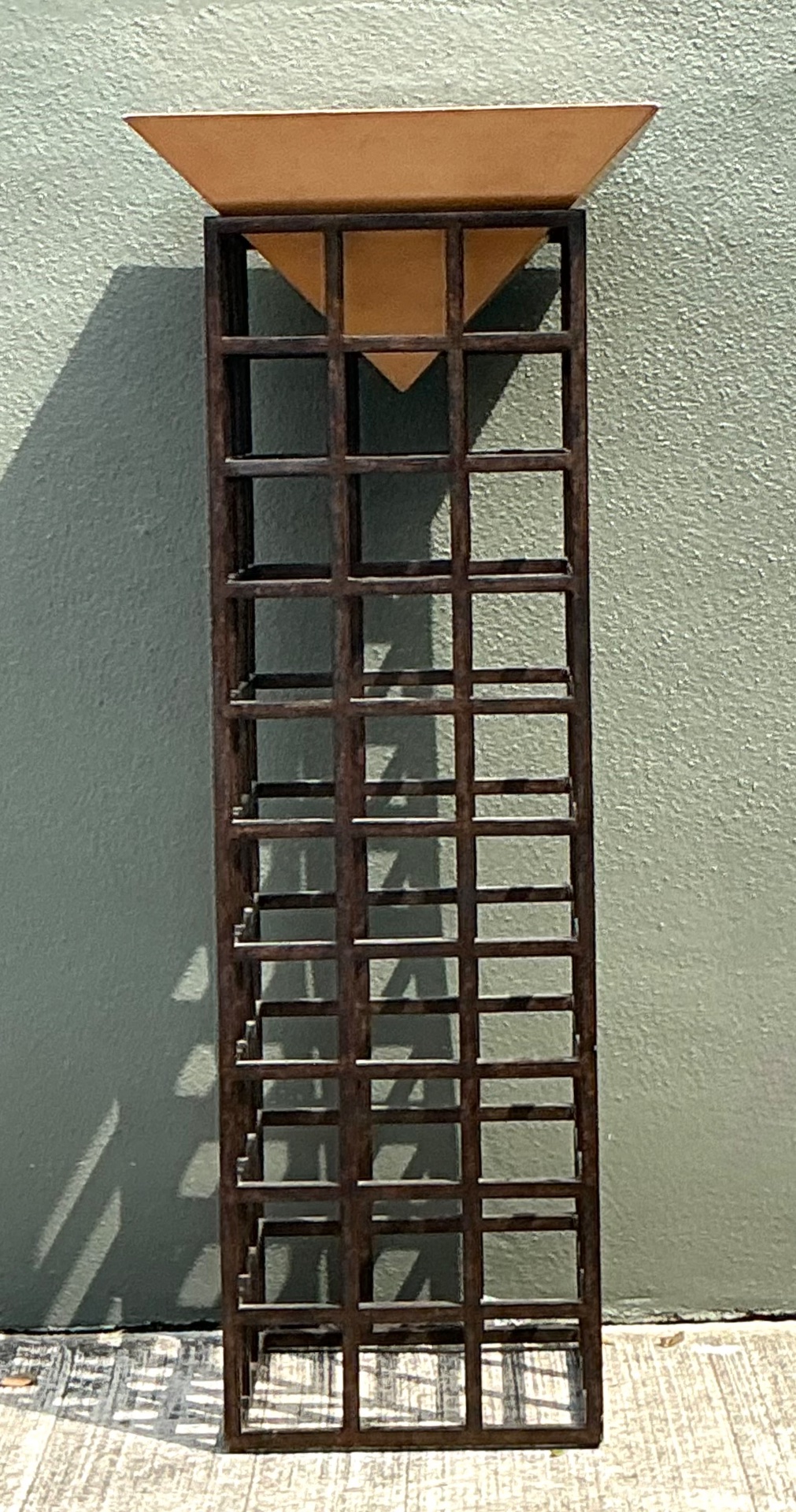 Vintage Grid Design Metal Stand - Back view