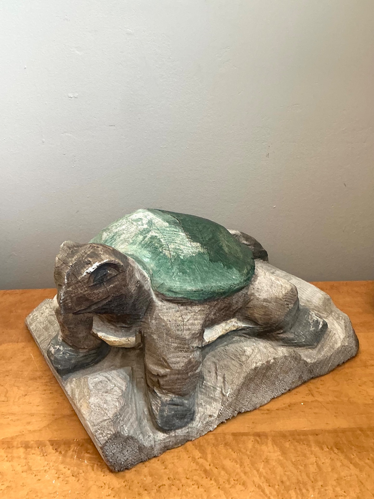 Vintage Hand Carved Turtle Sculpture - Top view