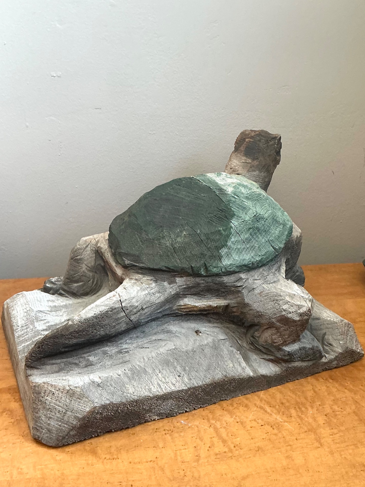 Vintage Hand Carved Turtle Sculpture - Side view