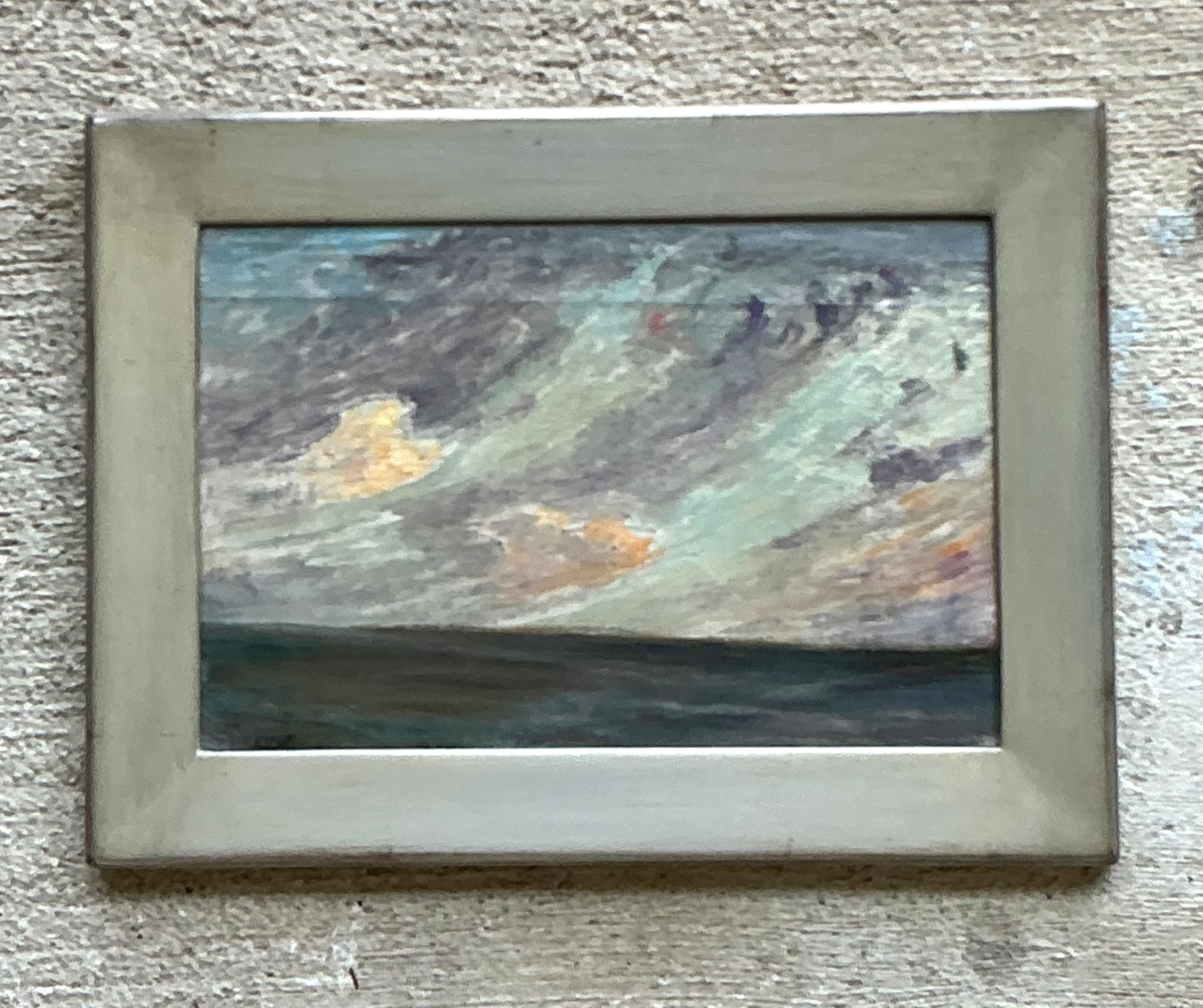 Vintage Framed Seascape Oil Painting - Back view