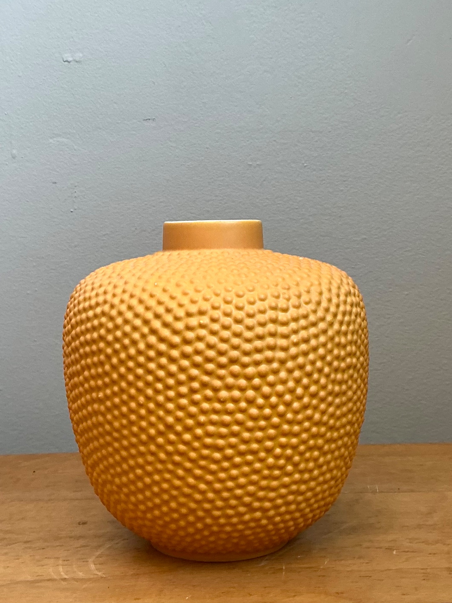 Mid-Century Modern Swiss Orange Ceramic Vase - Top view