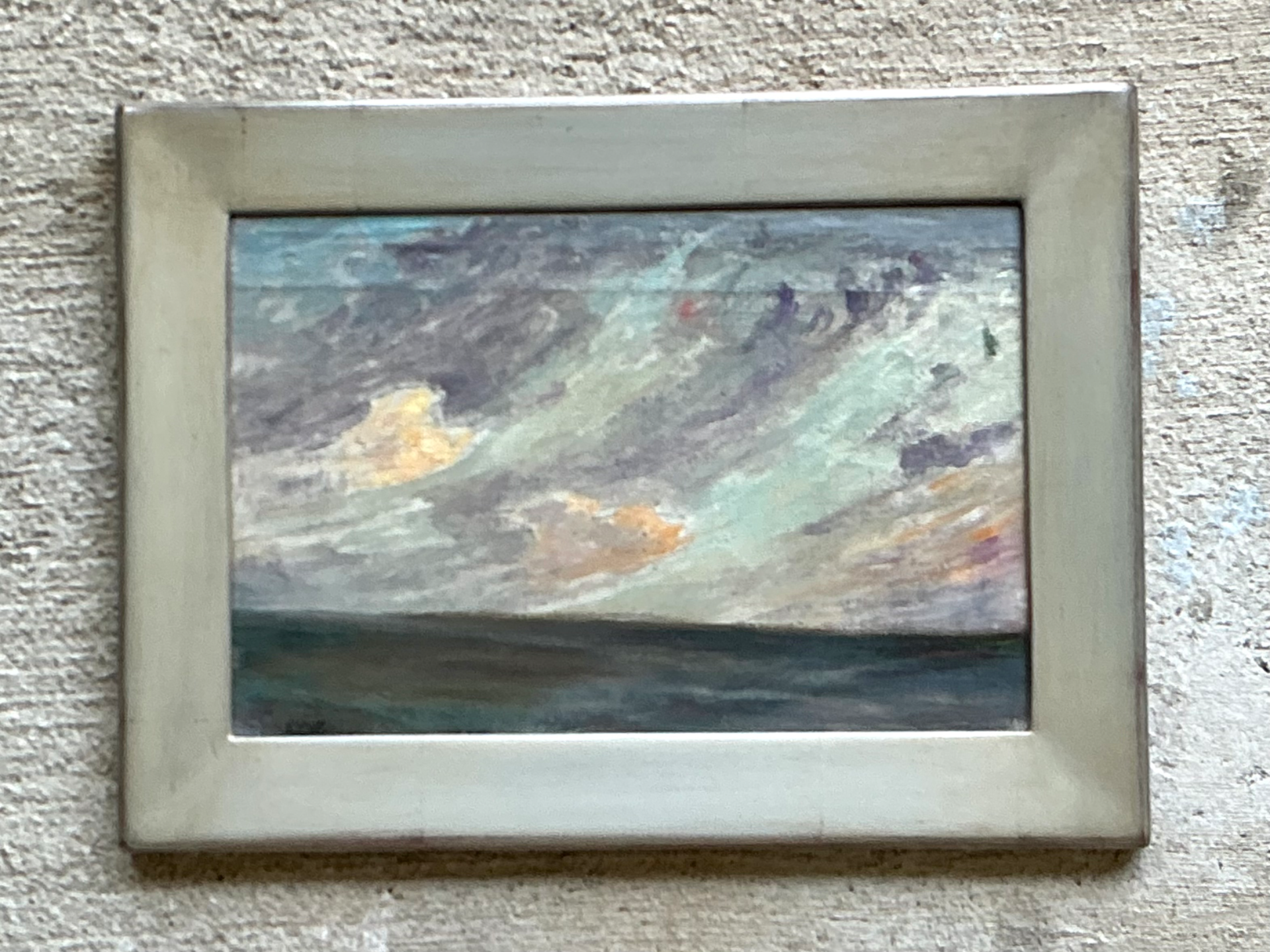 Vintage Framed Seascape Oil Painting - Detail view