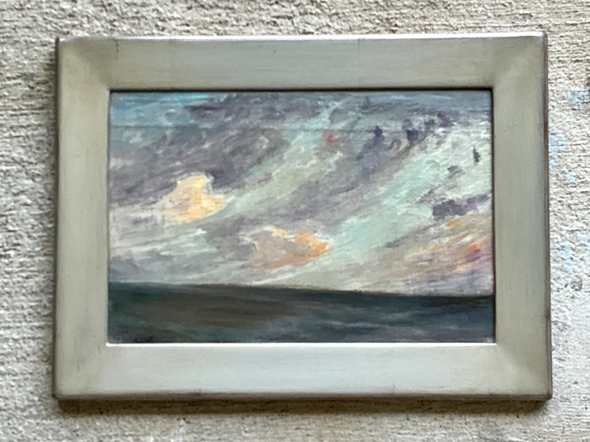 Vintage Framed Seascape Oil Painting - Side view
