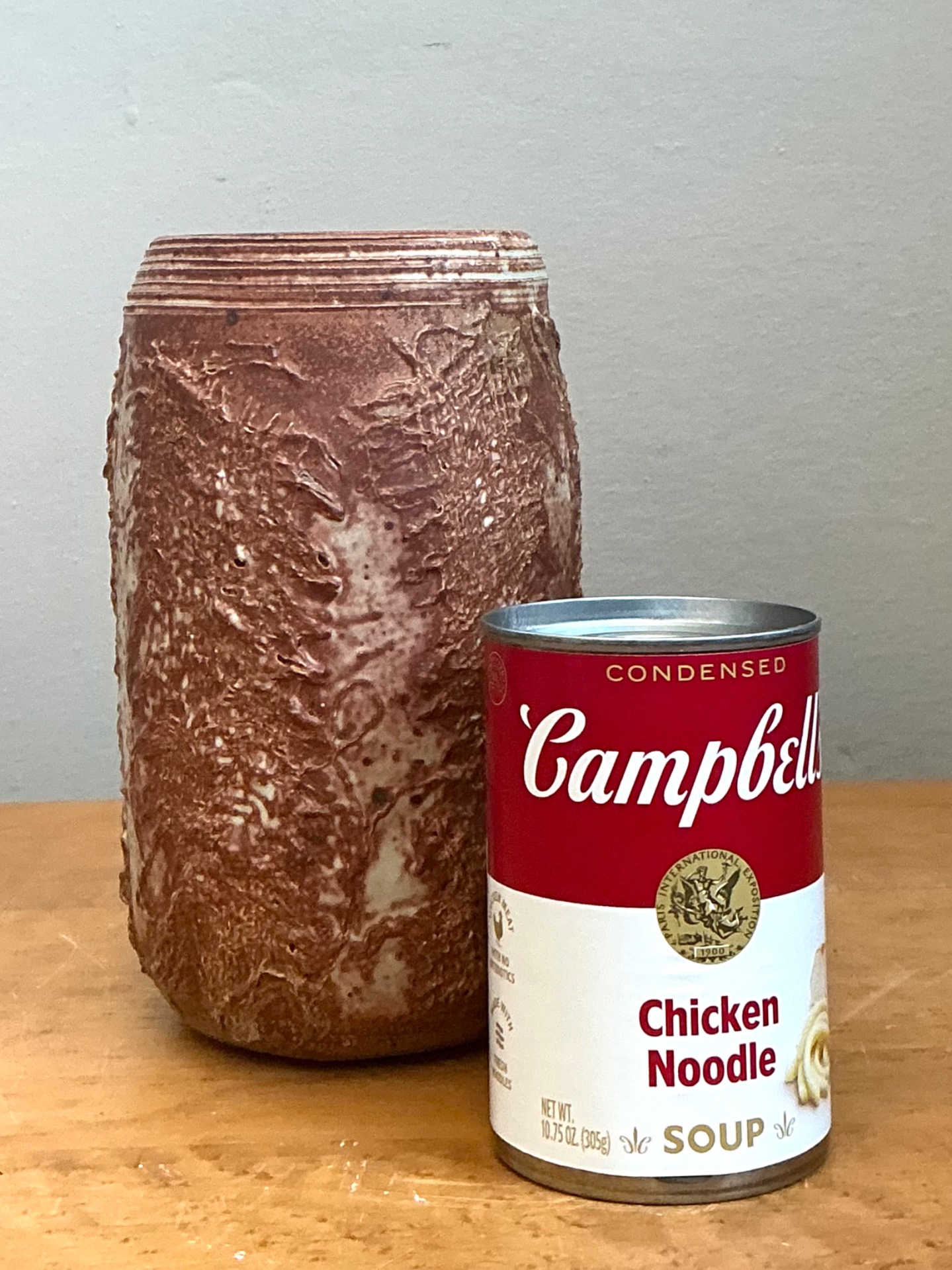 Vintage Brown Textured Studio Pottery Vase - Side view