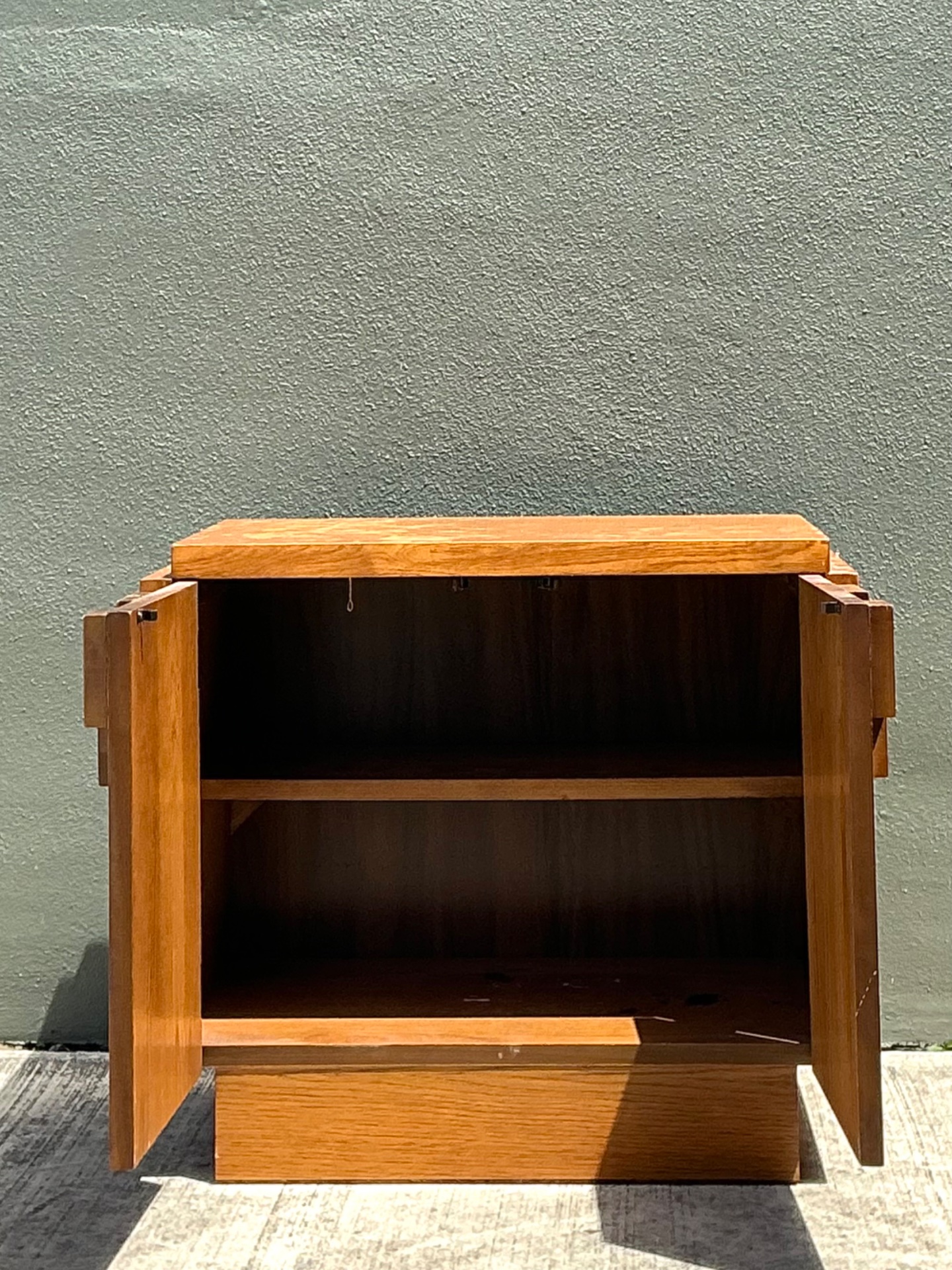 Vintage Brutalist Geometric Wood Cabinet - Back view