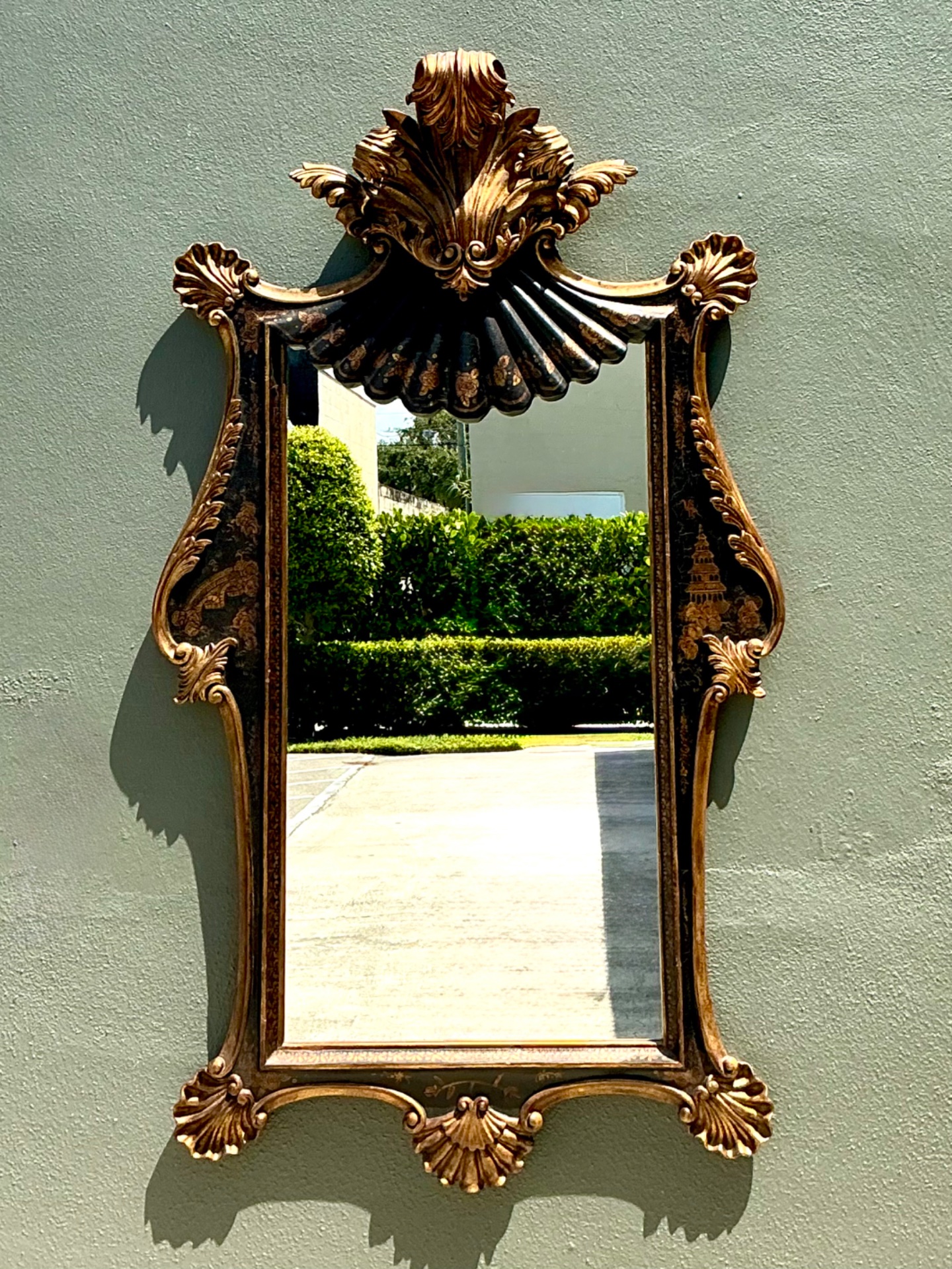 Vintage William Switzer Gilt Chinoiserie Wall Mirror - Back view