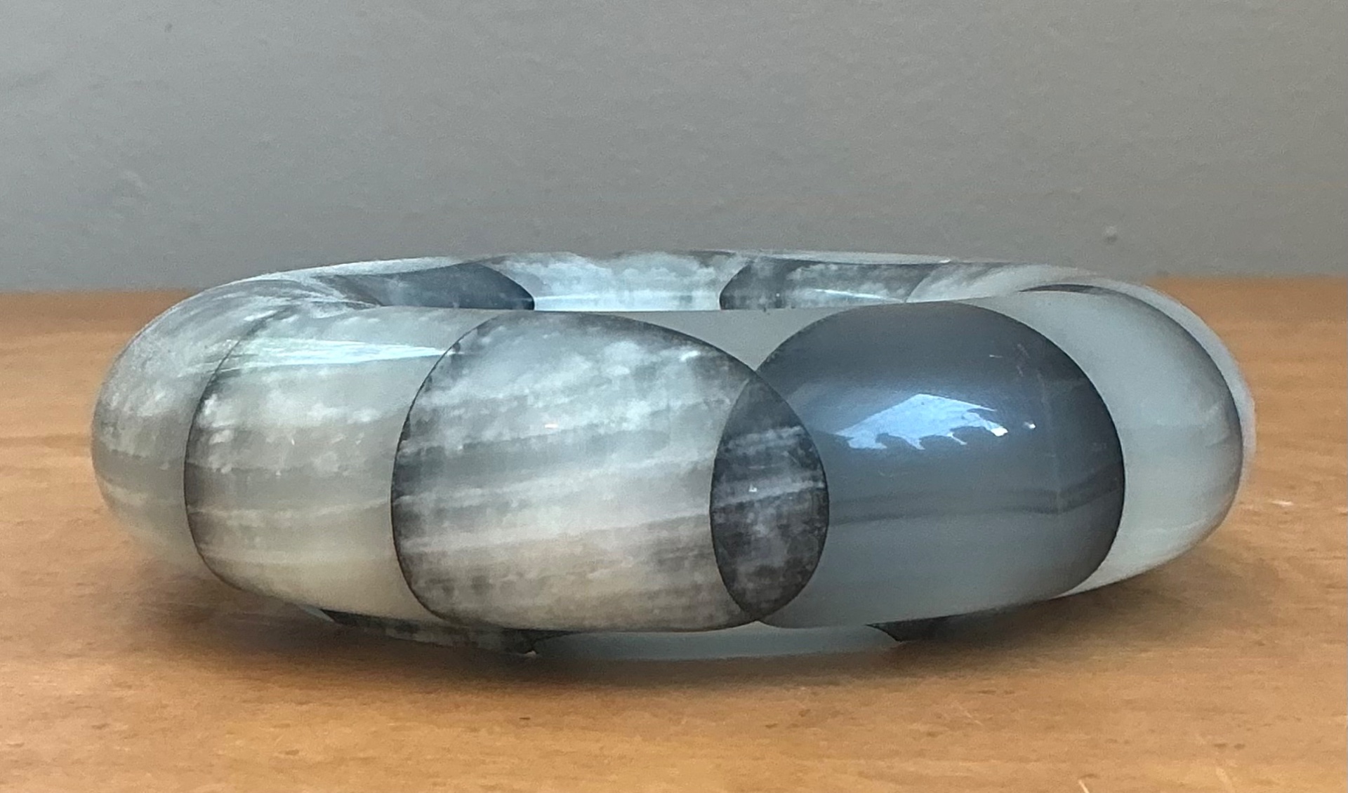 Vintage Checkered Stone Decorative Dish - Side view
