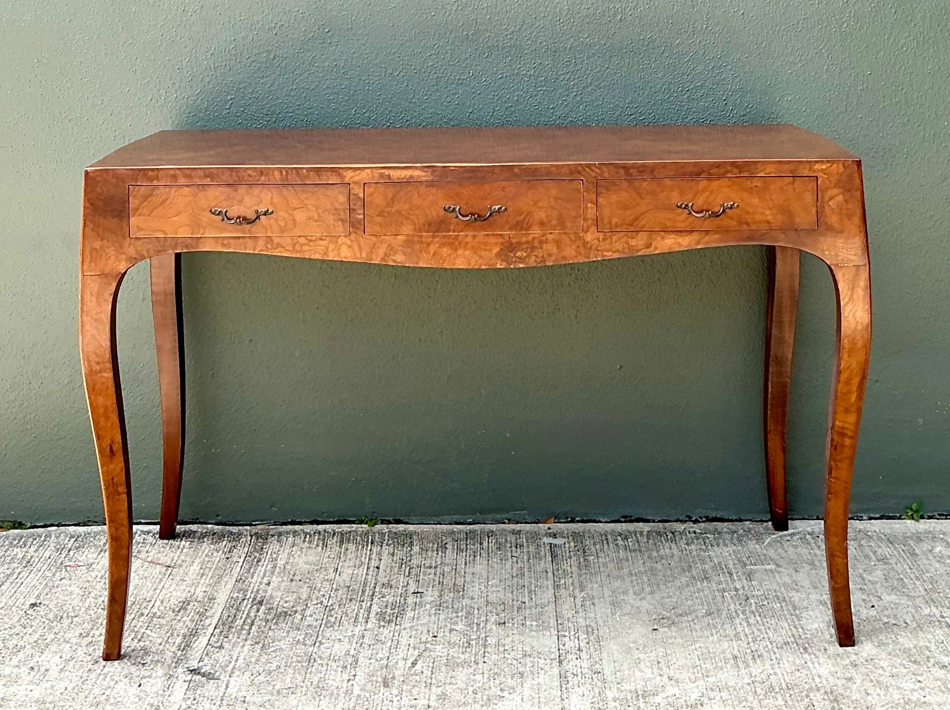 Vintage Italian Burl Wood Writing Desk - Back view