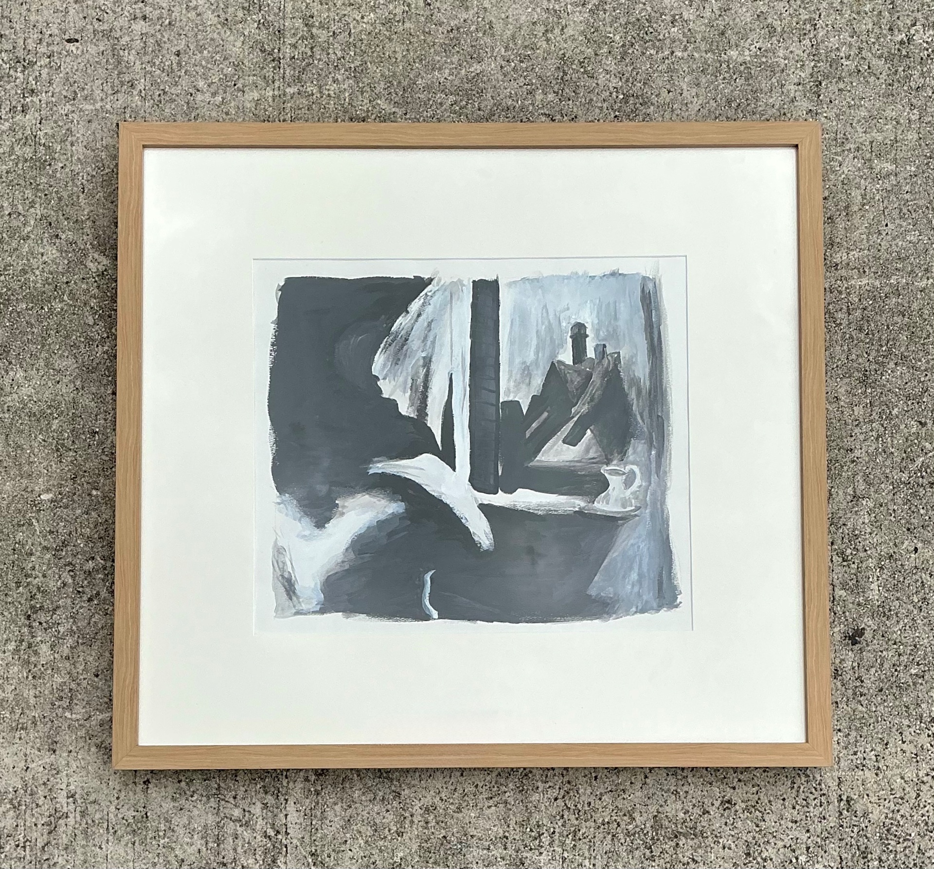 Vintage Original Abstract Oil On Paper  - Top view