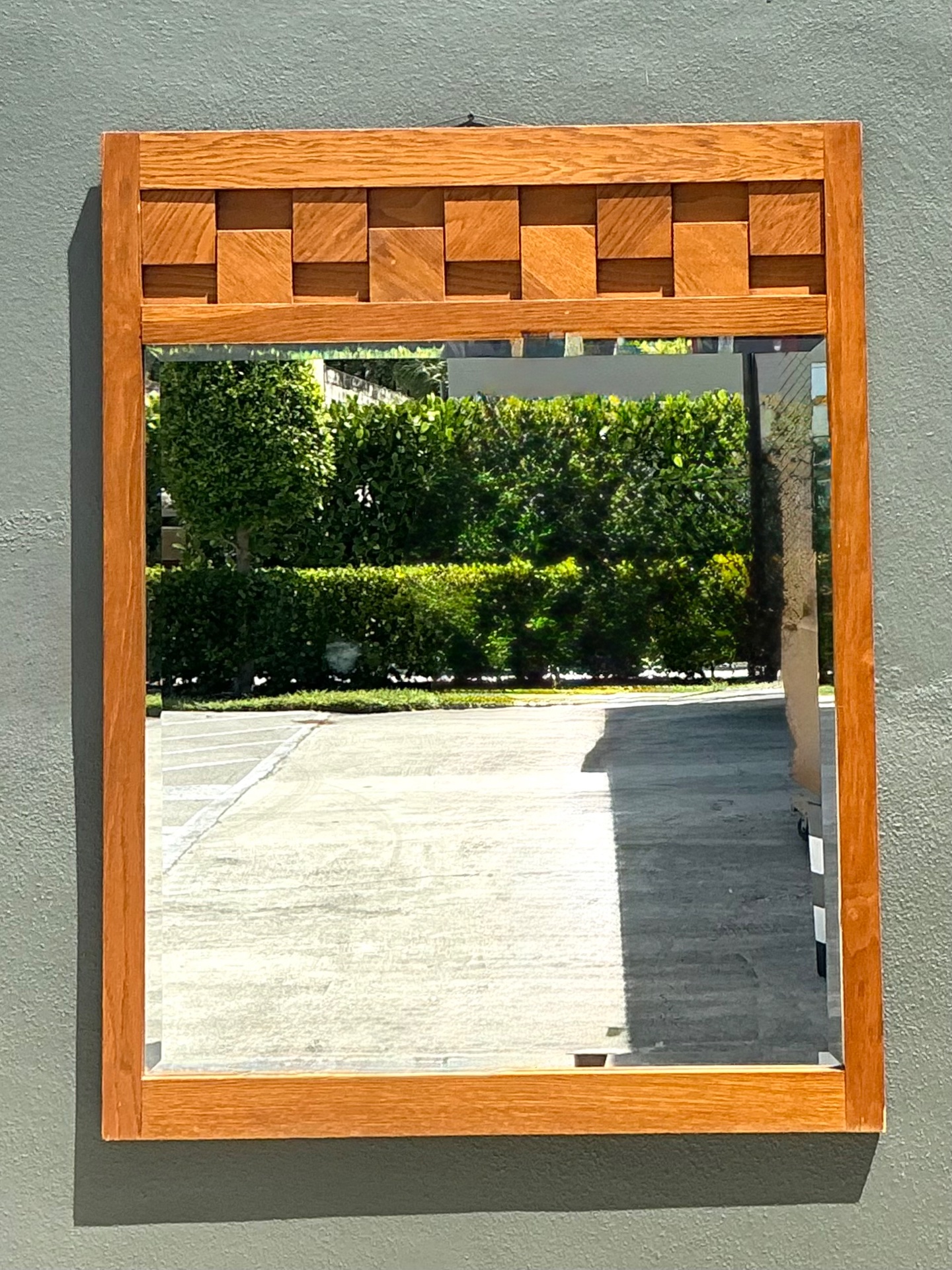 Vintage Lane “Staccato” Geometric Wood Frame Mirror - Top view