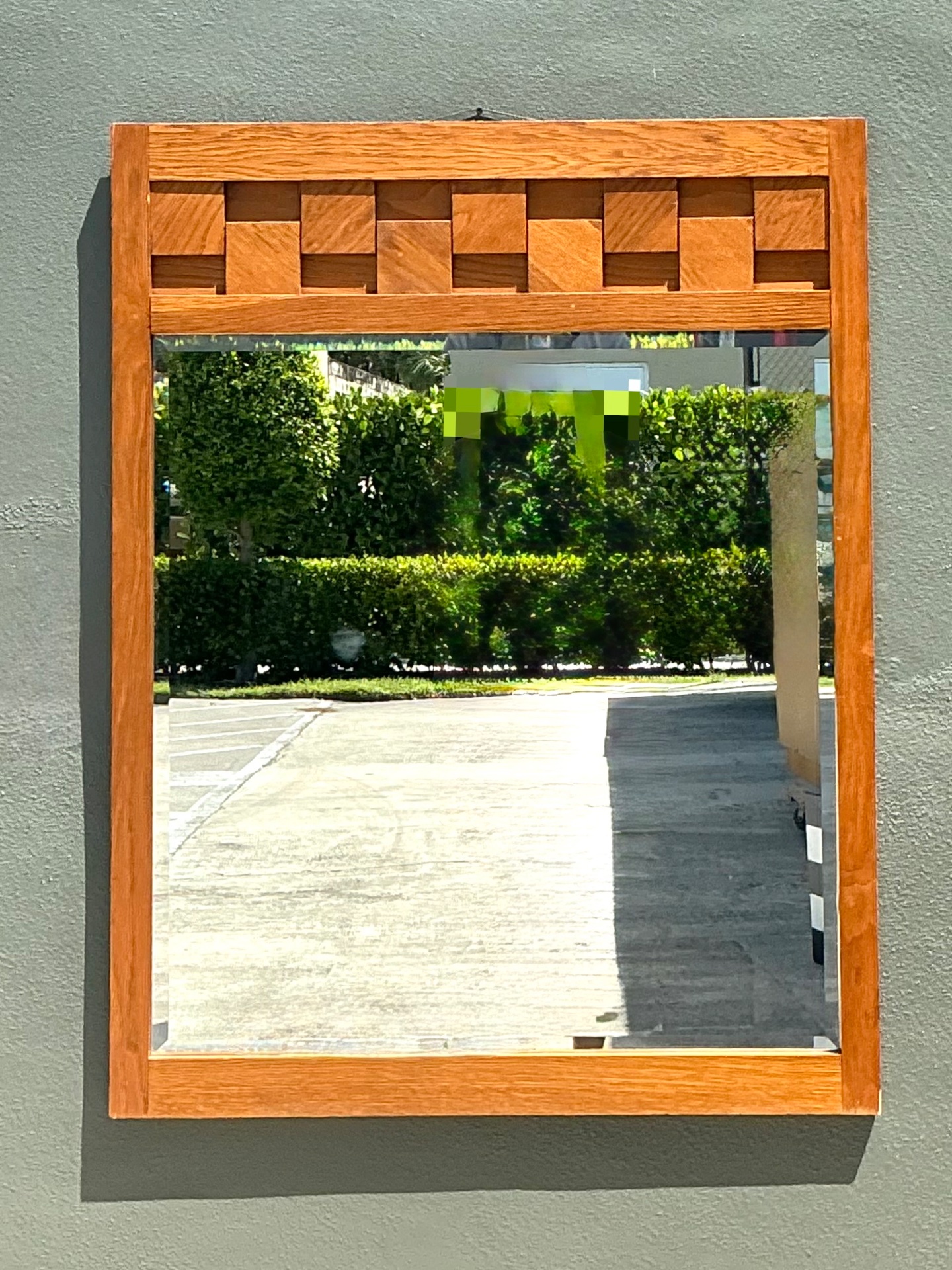 Vintage Lane “Staccato” Geometric Wood Frame Mirror - Back view