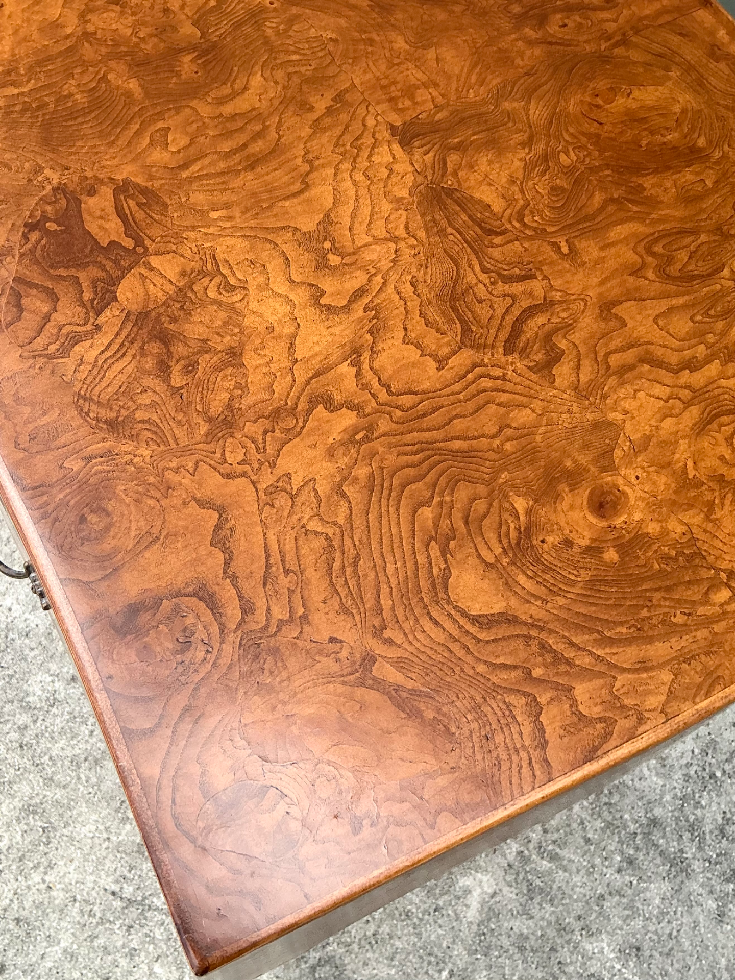 Vintage Italian Burl Wood Writing Desk - Top view