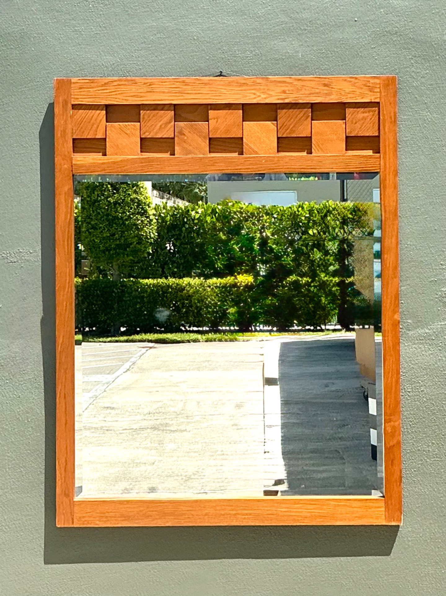 Vintage Lane “Staccato” Geometric Wood Frame Mirror - Side view