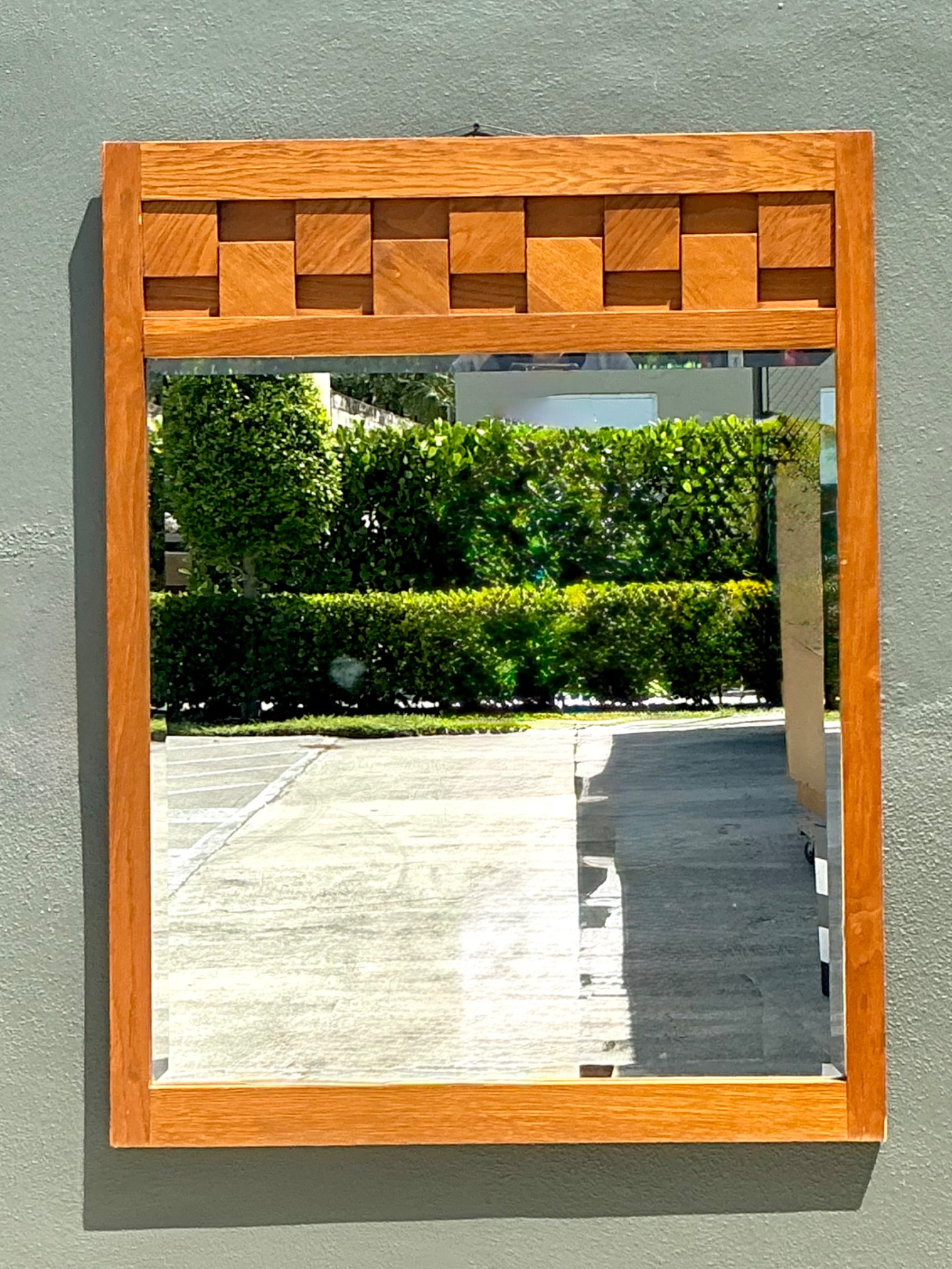 Vintage Lane “Staccato” Geometric Wood Frame Mirror - Detail view