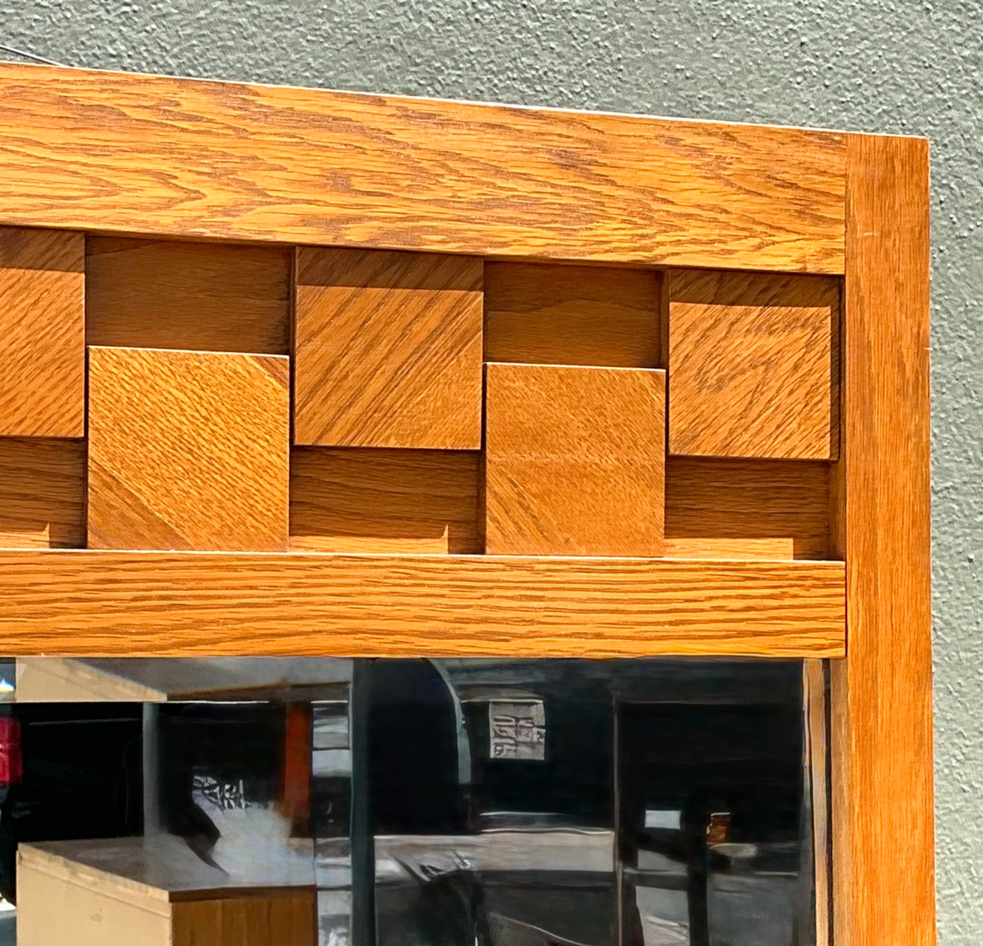 Vintage Lane “Staccato” Geometric Wood Frame Mirror - Top view