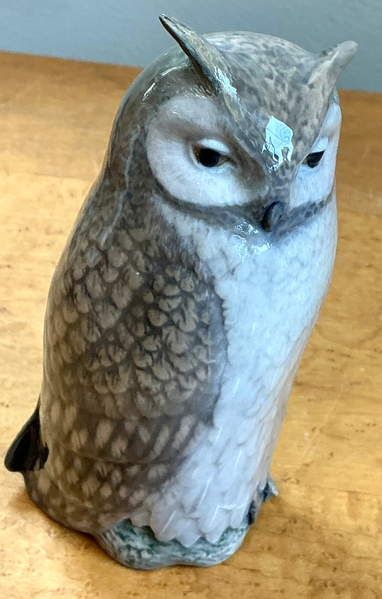 Vintage Royal Copenhagen Porcelain Owl Figurine - Detail view