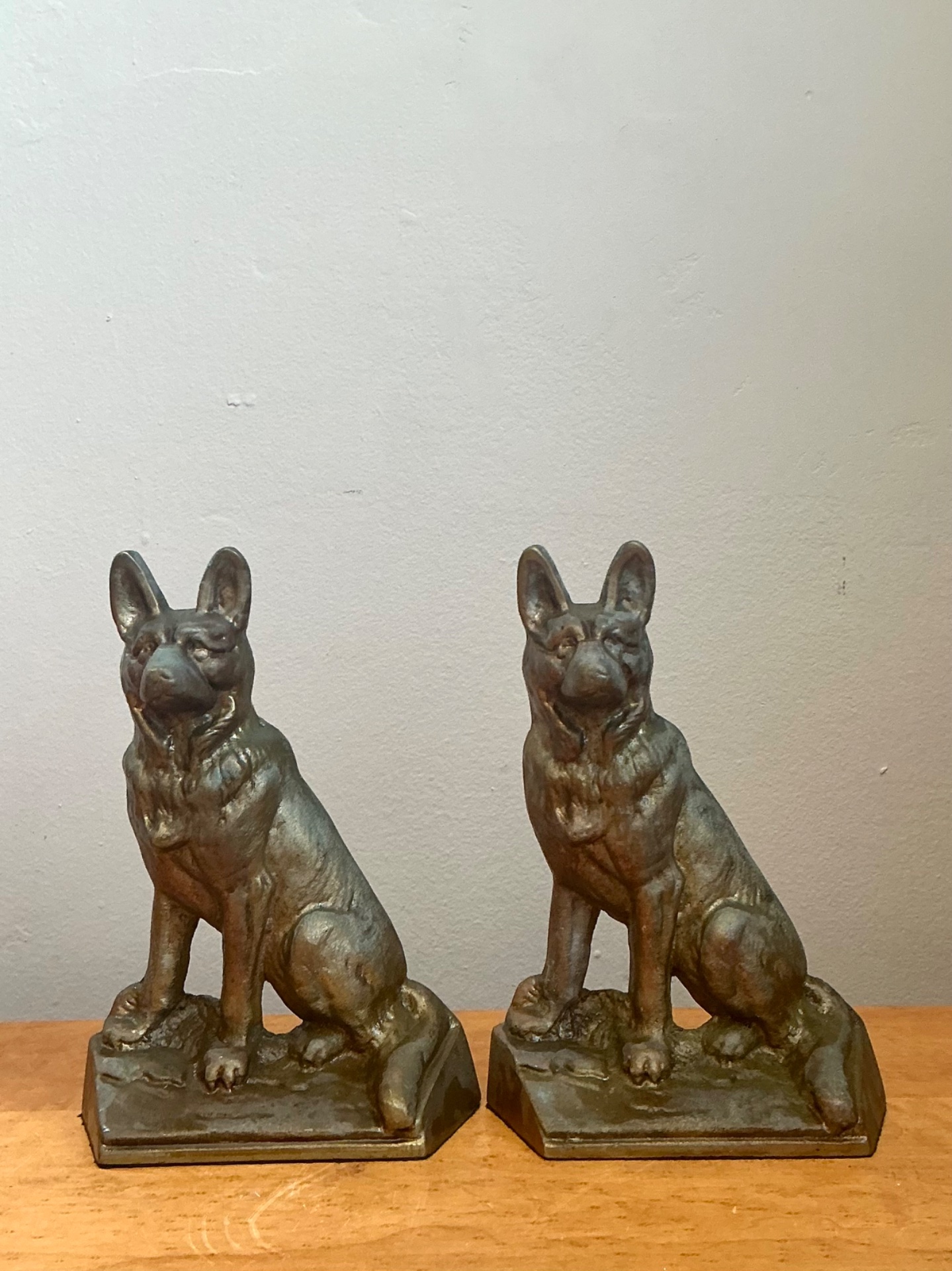 Vintage Bronze Dog Bookends - A Pair - Top view