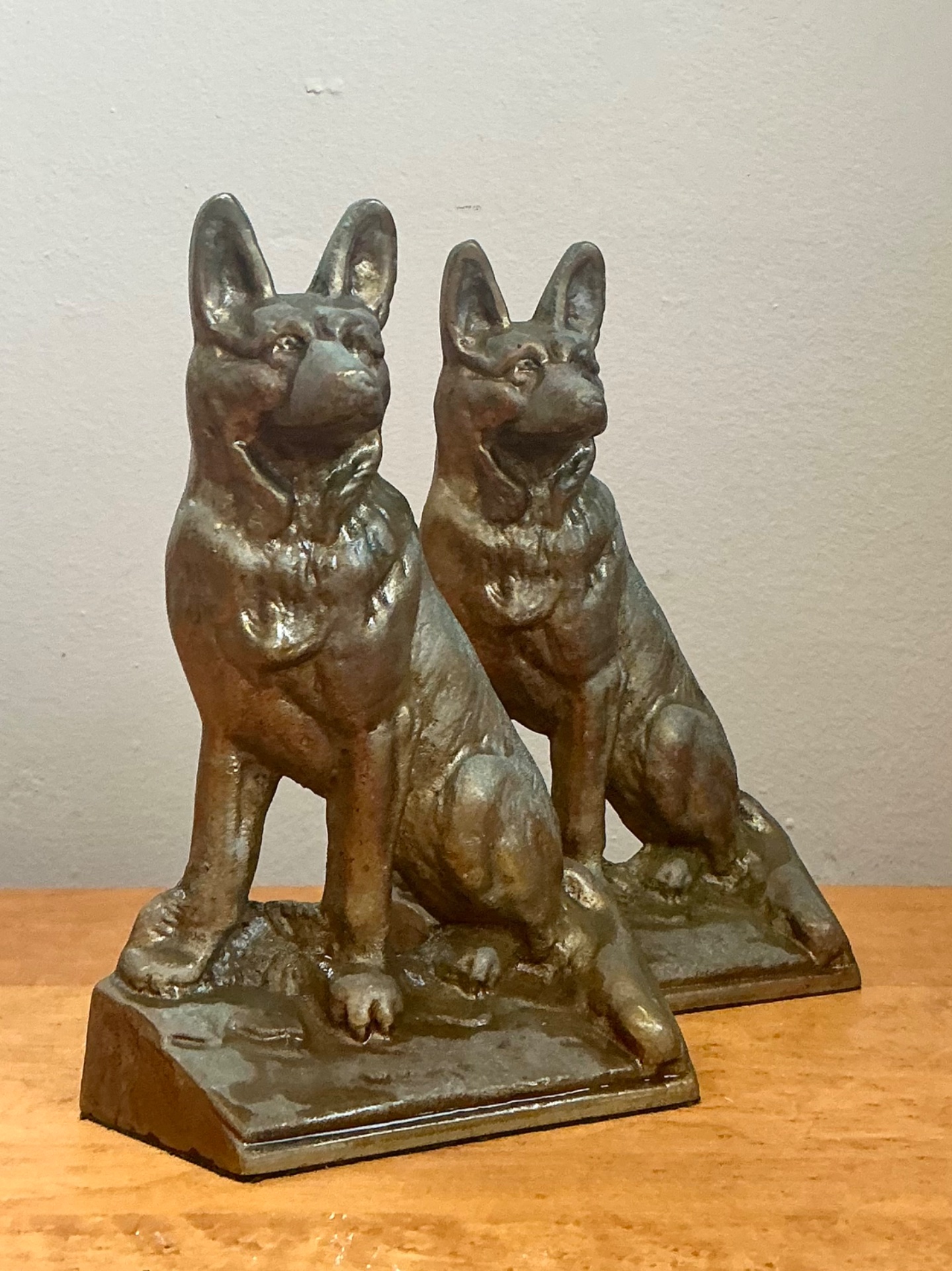 Vintage Bronze Dog Bookends - A Pair - Back view