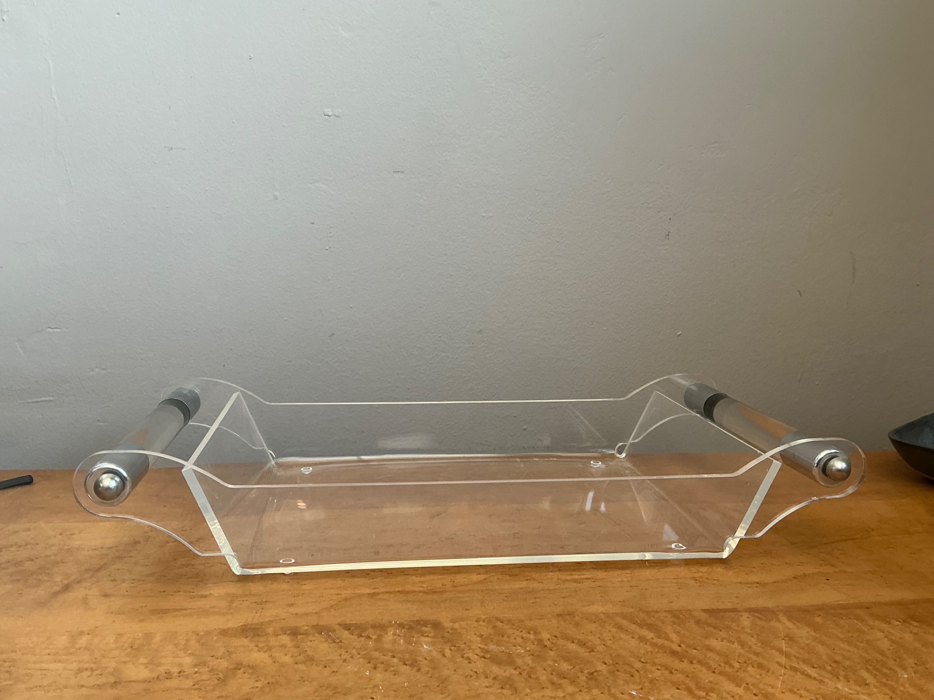 Vintage Lucite and Chrome Tray - Back view