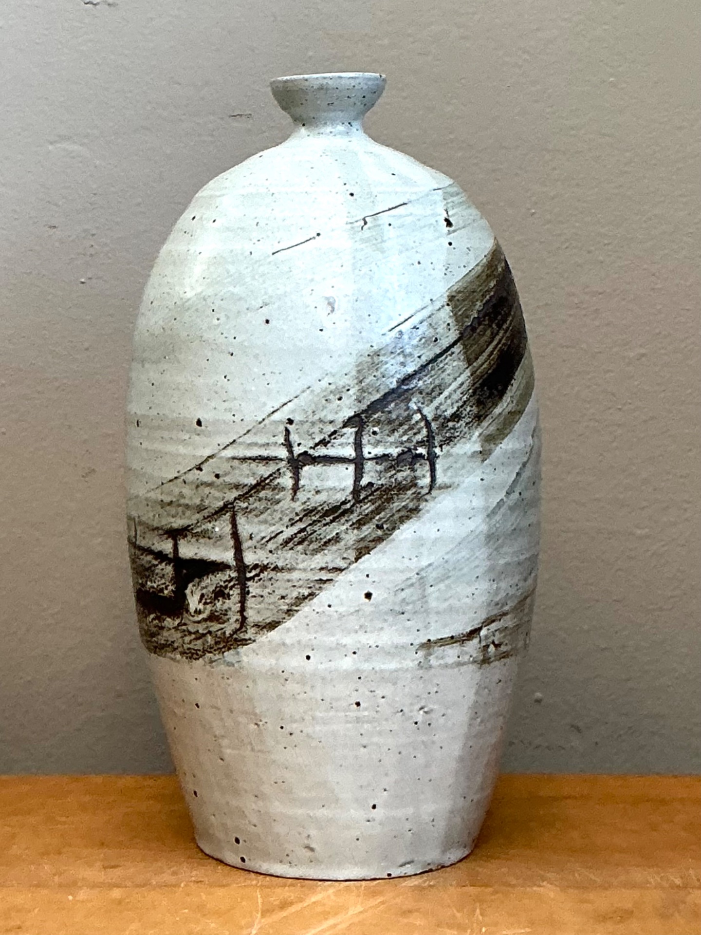 Vintage Handcrafted Abstract Ceramic Vase - Top view
