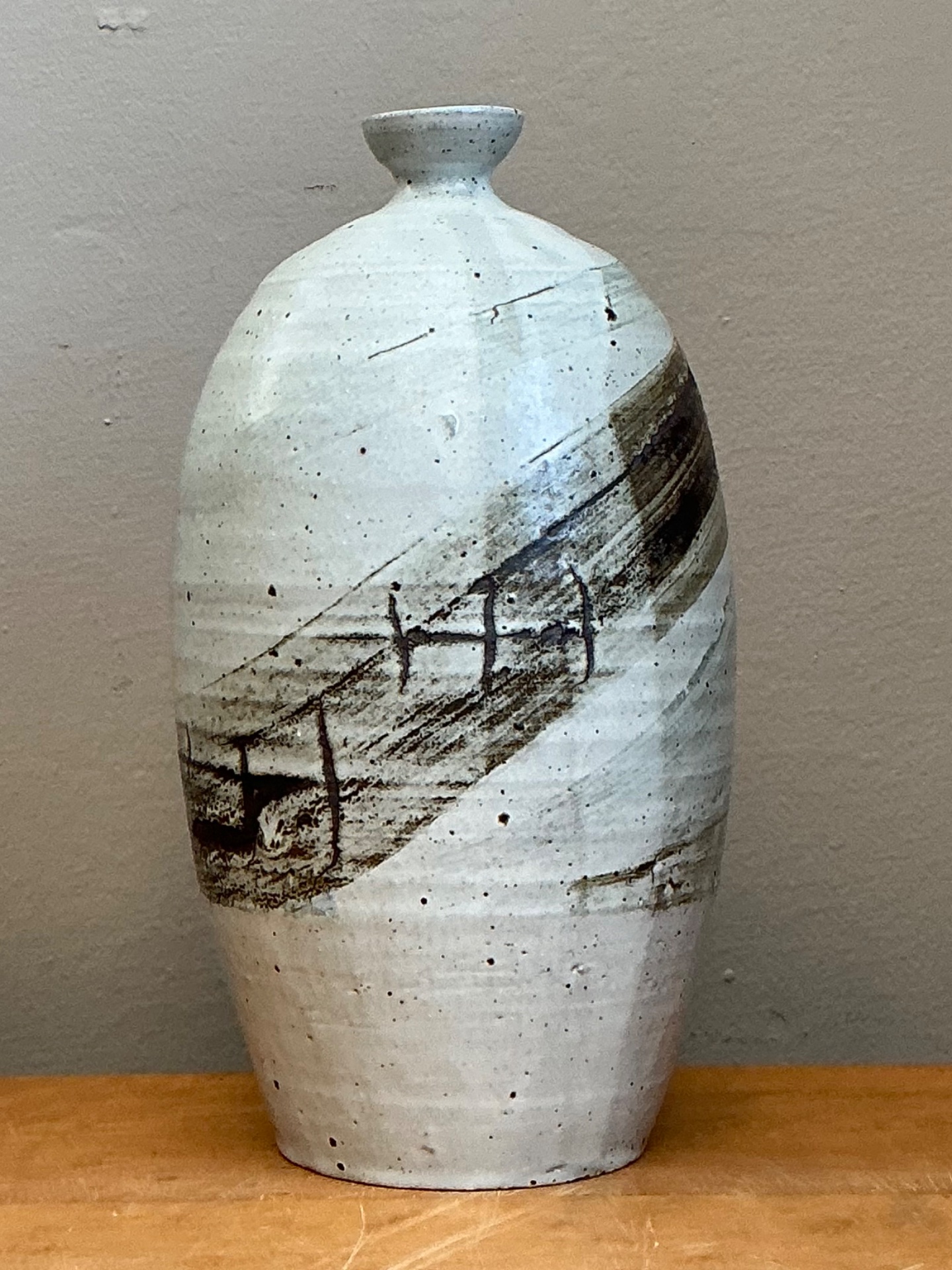 Vintage Handcrafted Abstract Ceramic Vase - Back view