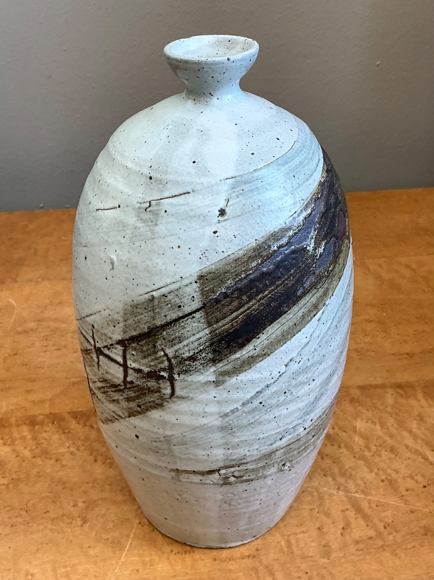 Vintage Handcrafted Abstract Ceramic Vase - Side view